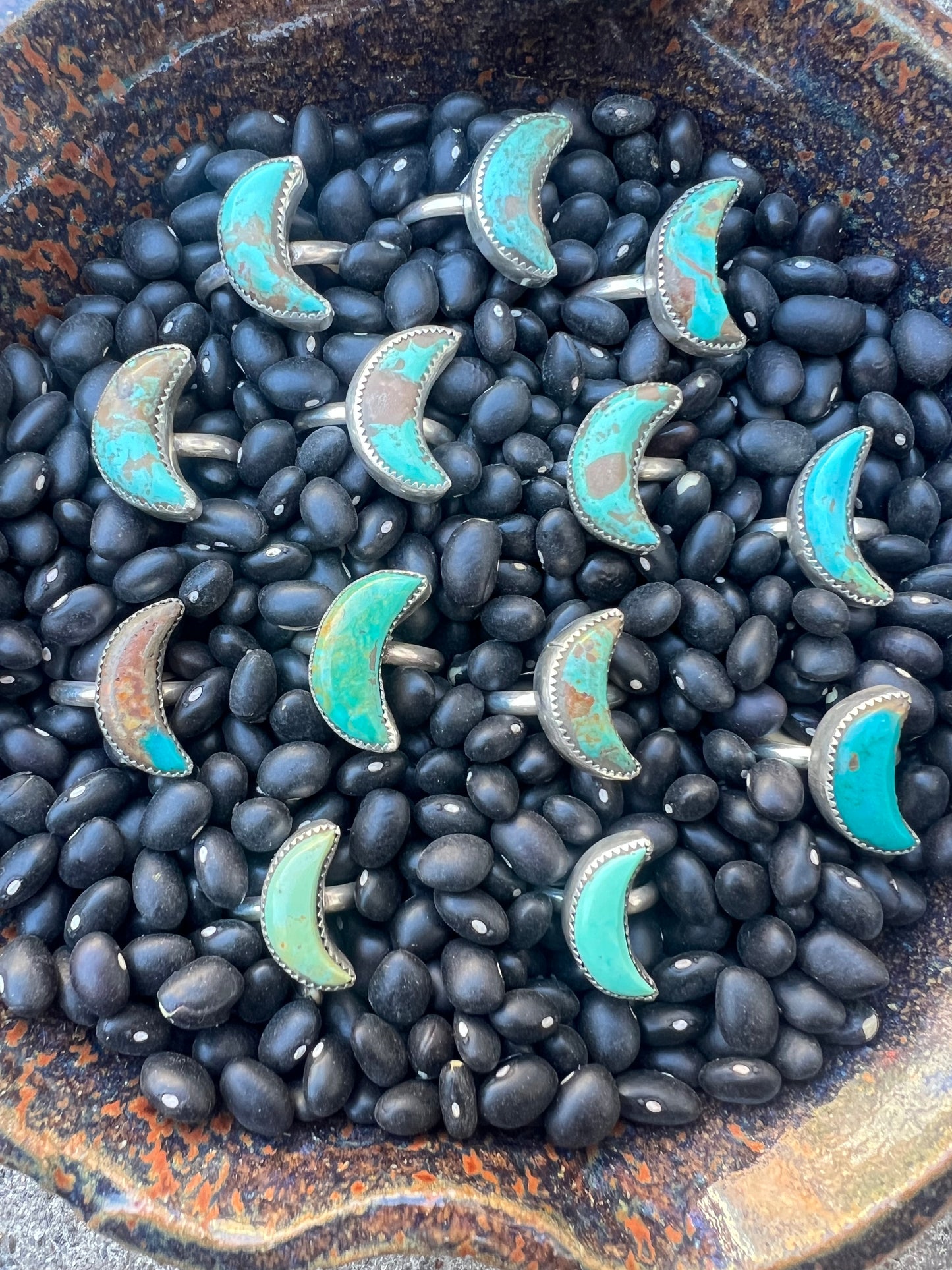 Turquoise Moon Rings