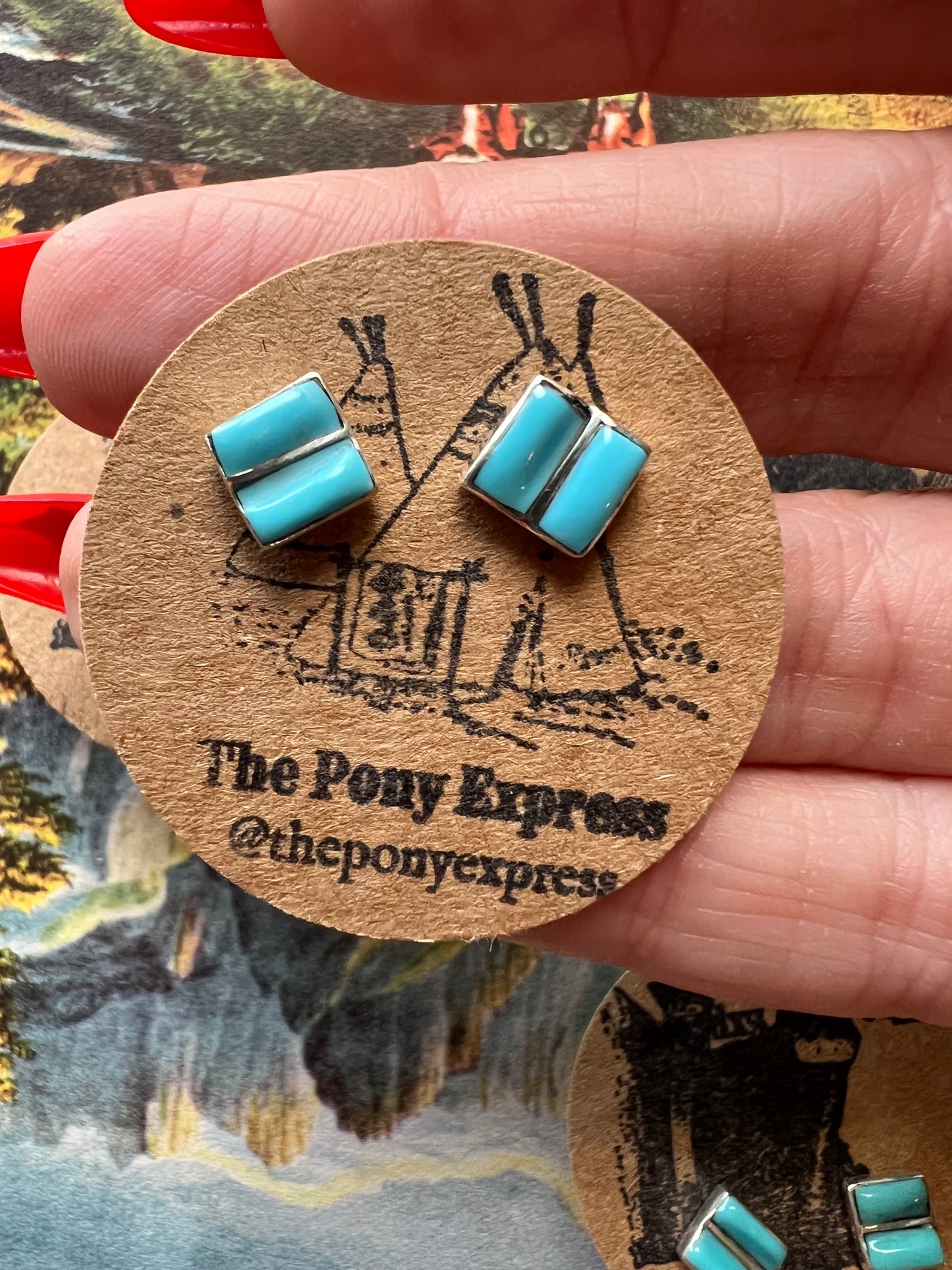 Two Square Turquoise Studs