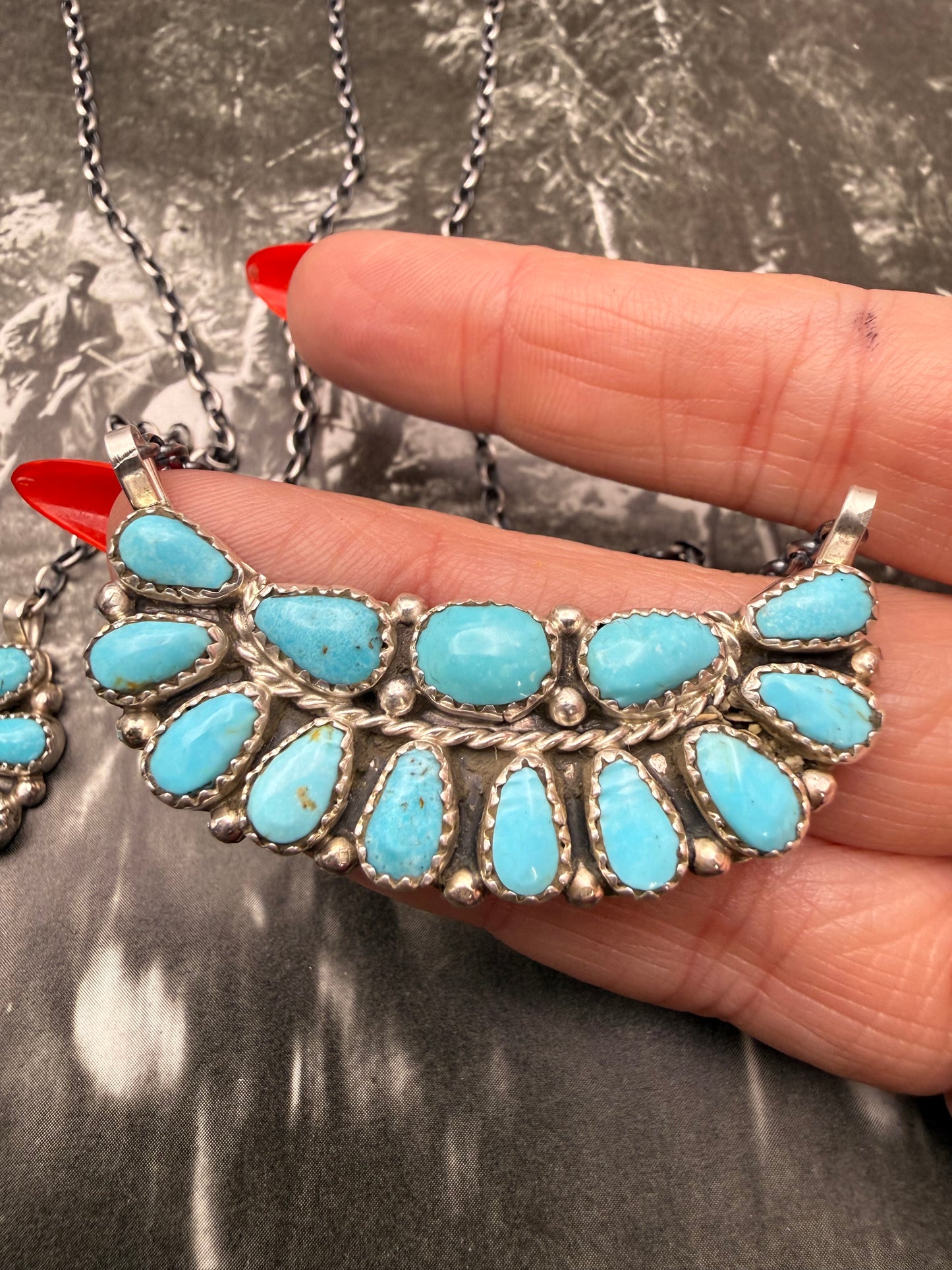 Turquoise Half Cluster Necklace