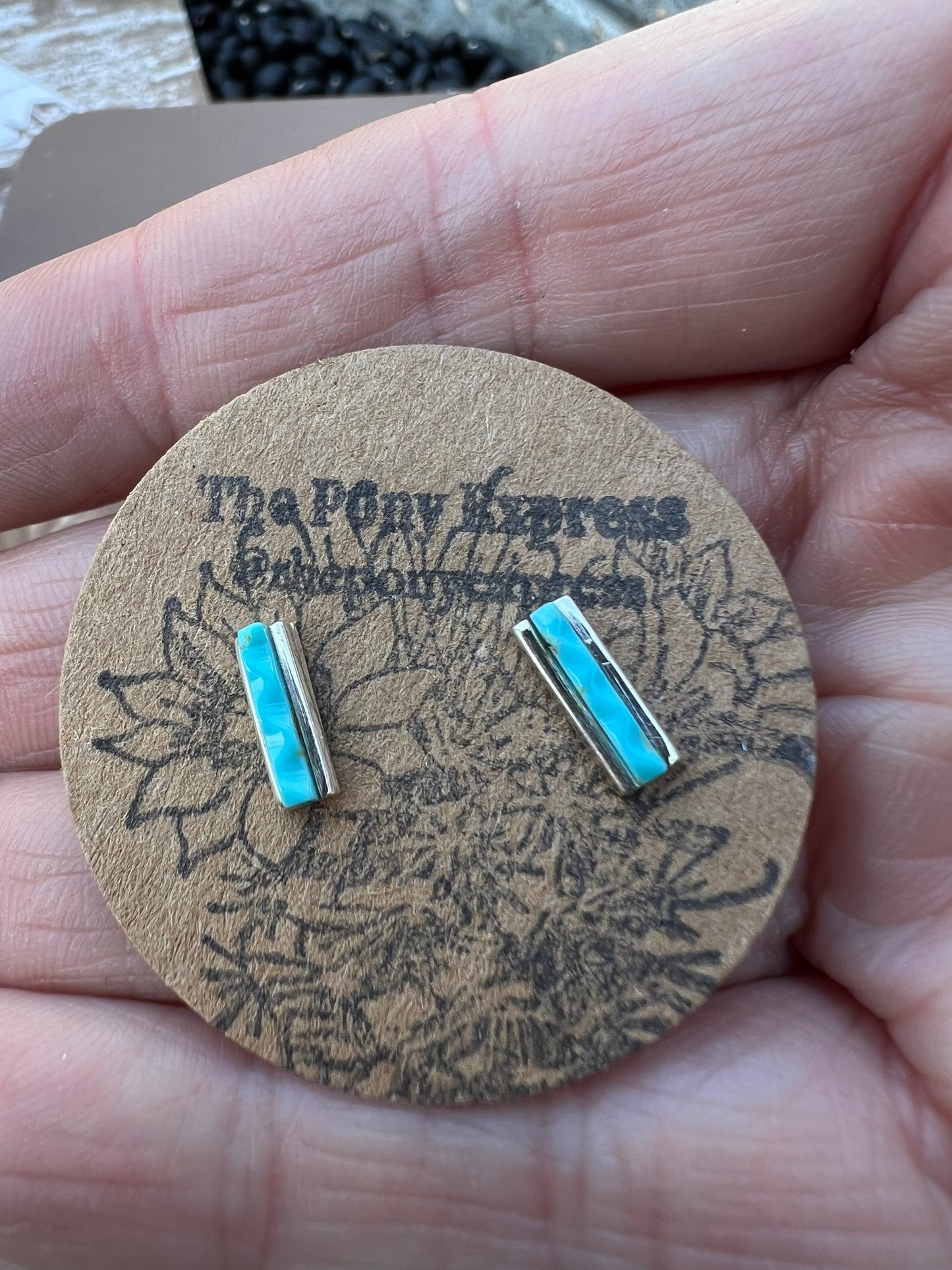 Small Turquoise Bar Studs