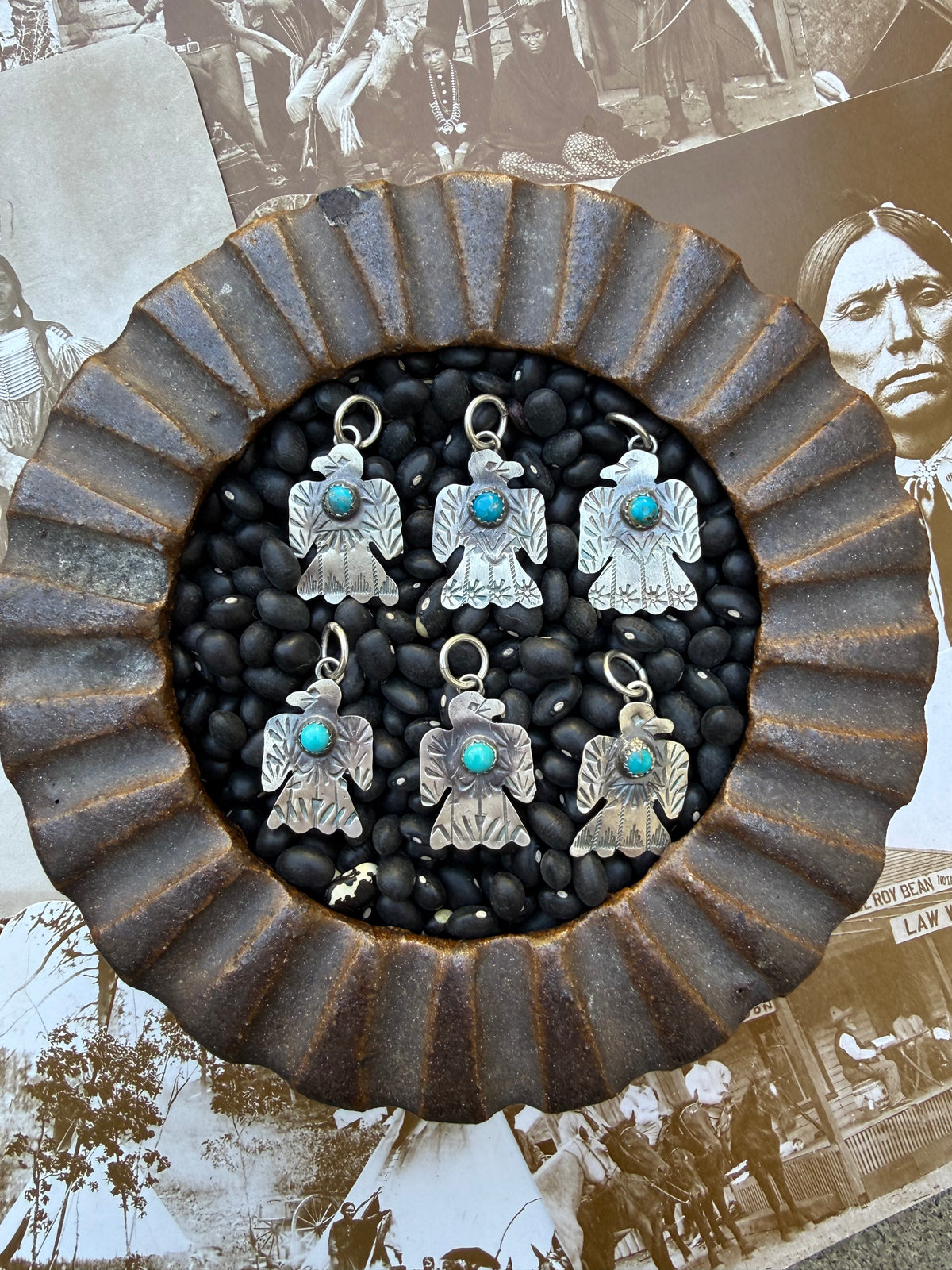 Hand stamped Thunderbird Pendant
