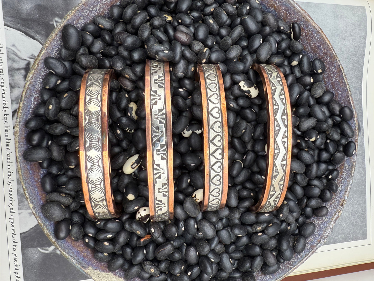 Copper Heavy Gauge Cuff with Sterling silver channel