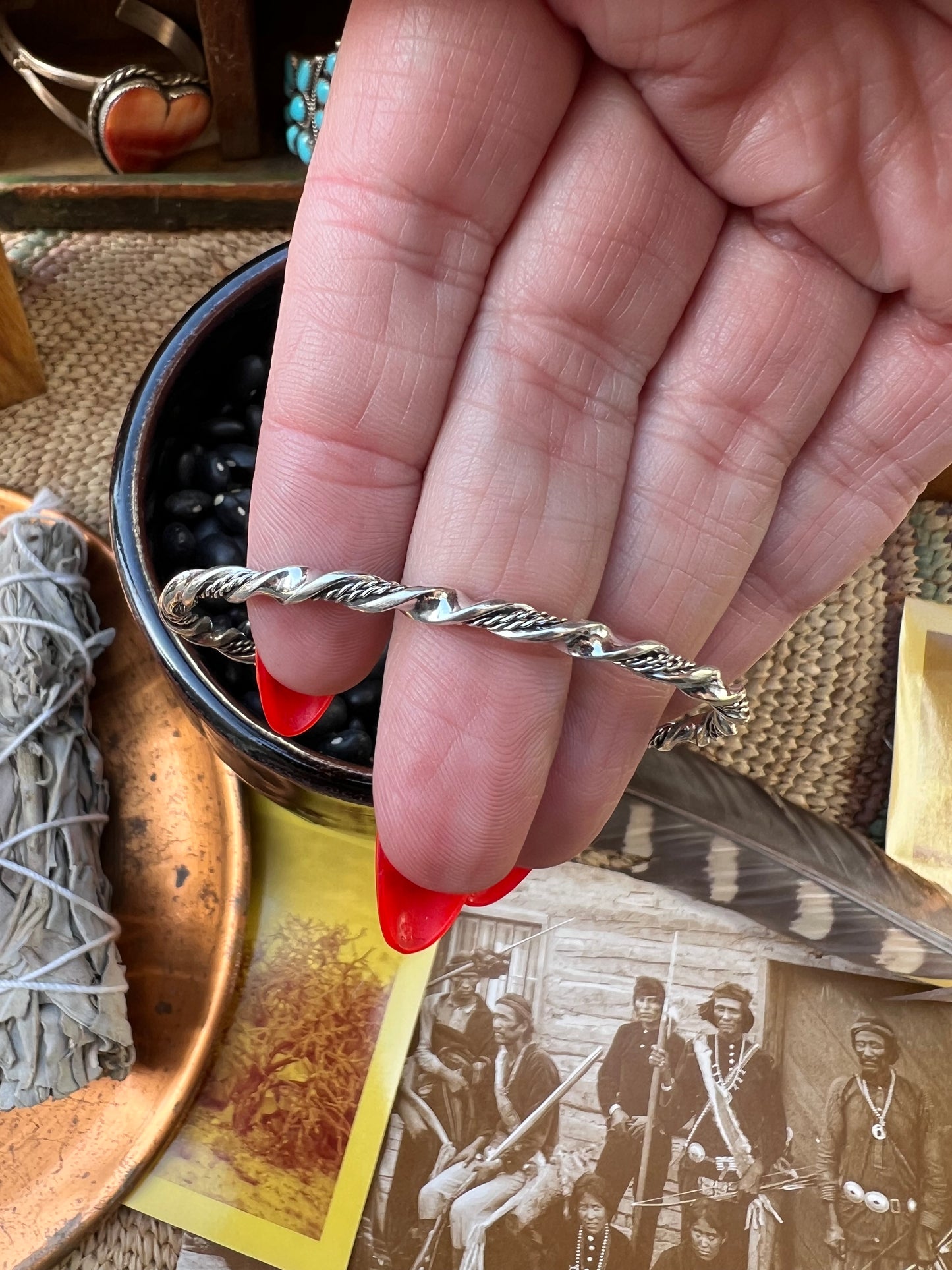 Tinsel Cuff with patina