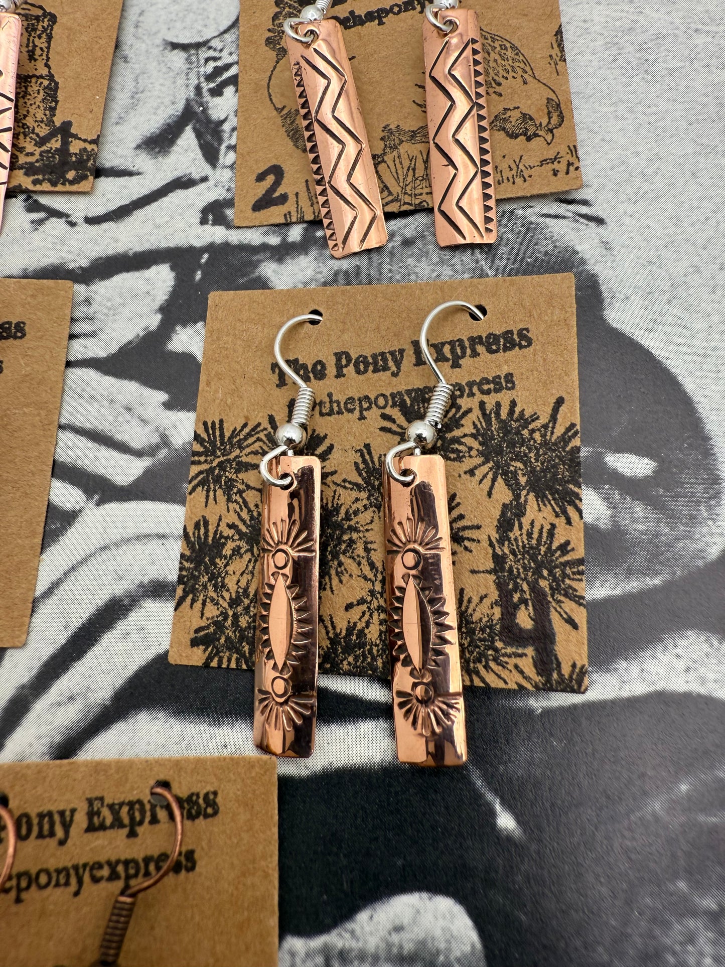 DOORBUSTER Stamped Copper Earrings and Huggies