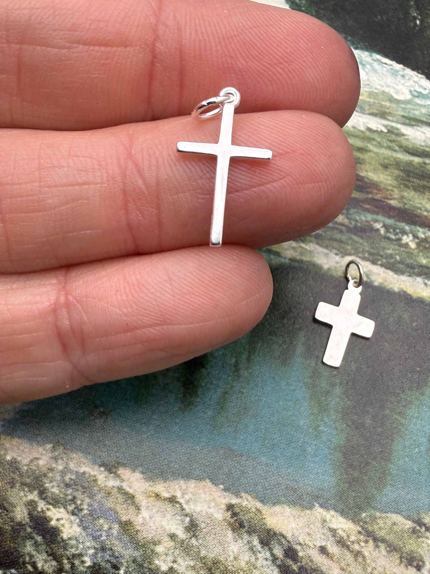 Simple Sterling Cross Charm