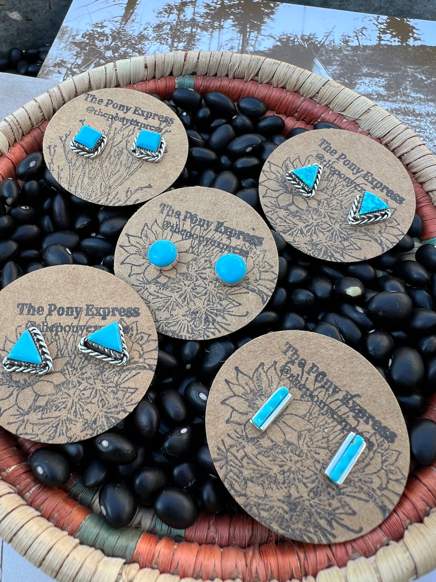 Small Turquoise Bar Studs