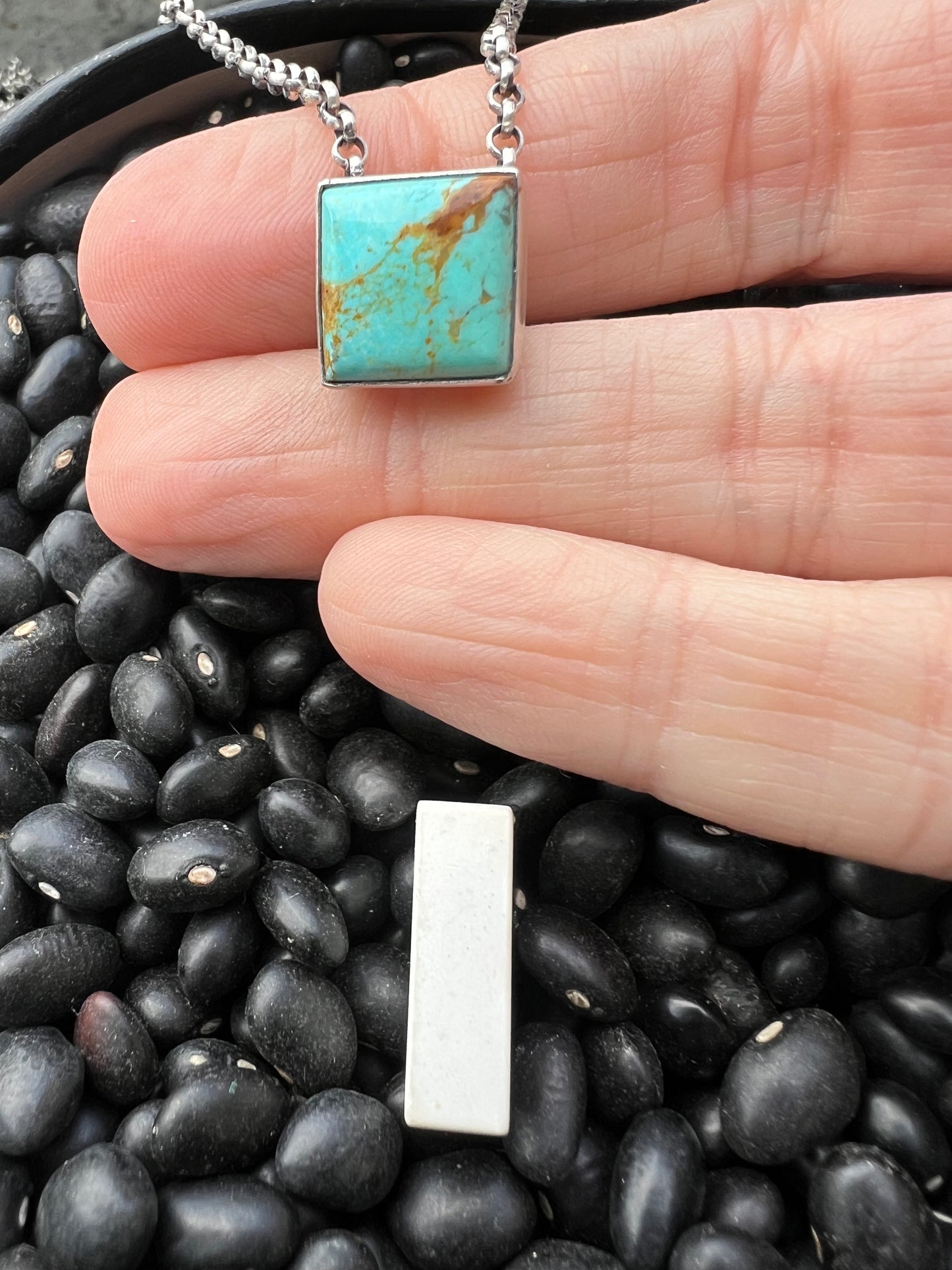 Kingman Turquoise Floating Square Necklace