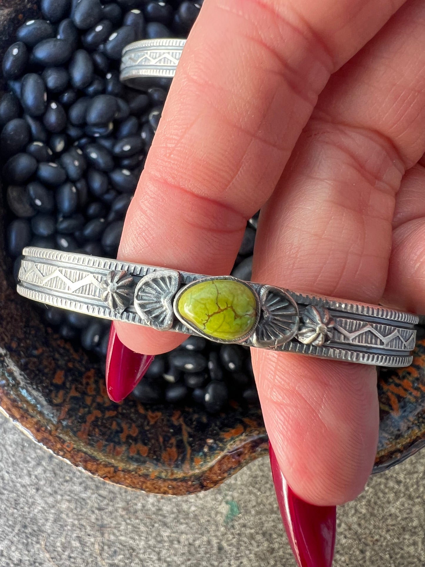 Sonoran Gold Turquoise Stamped Cuff