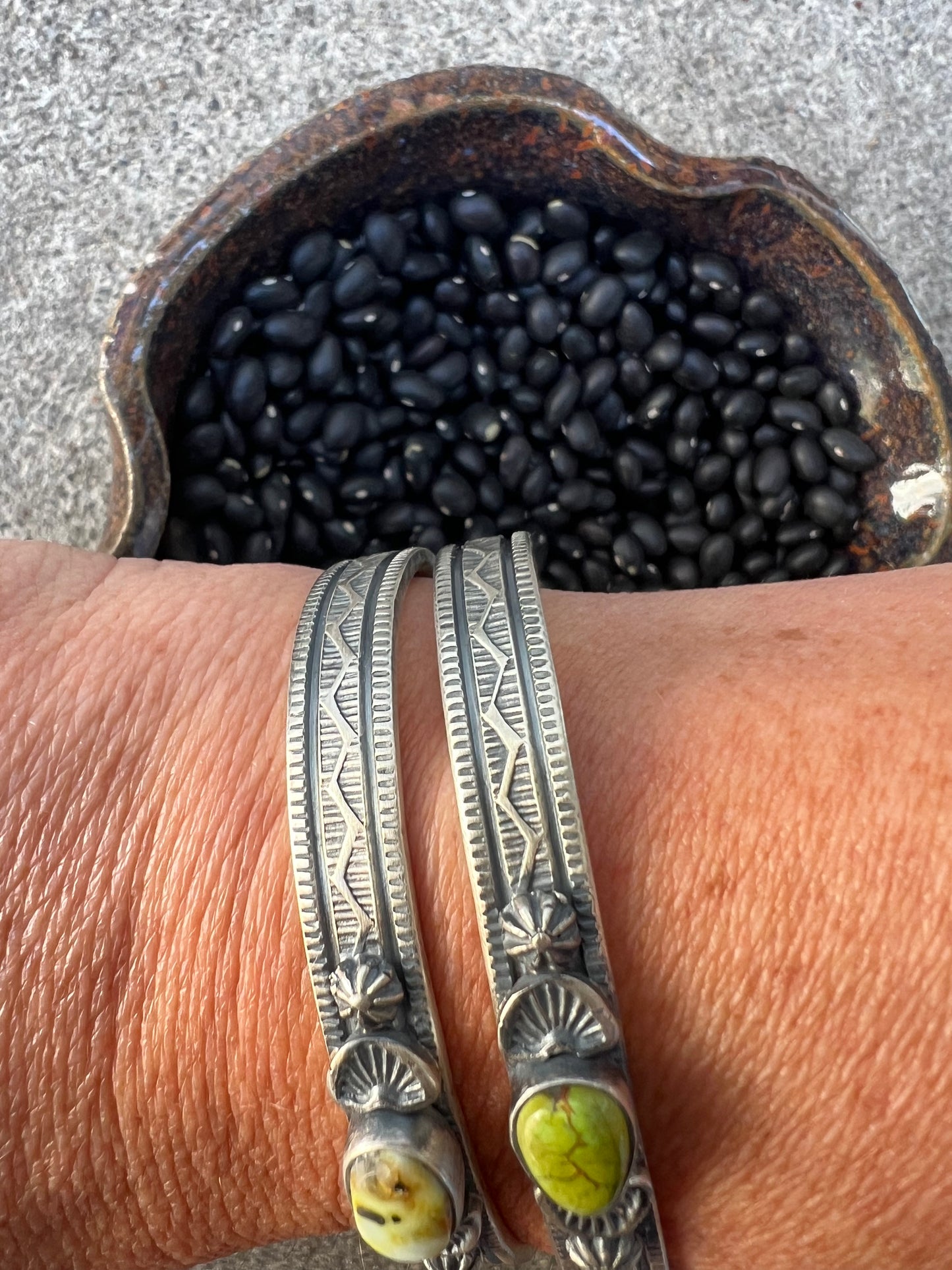 Sonoran Gold Turquoise Stamped Cuff