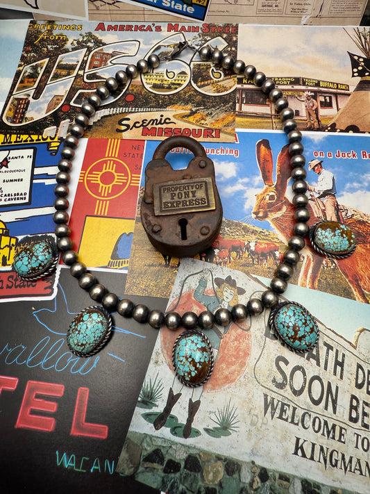 Turquoise 5 Stone Statement Necklace