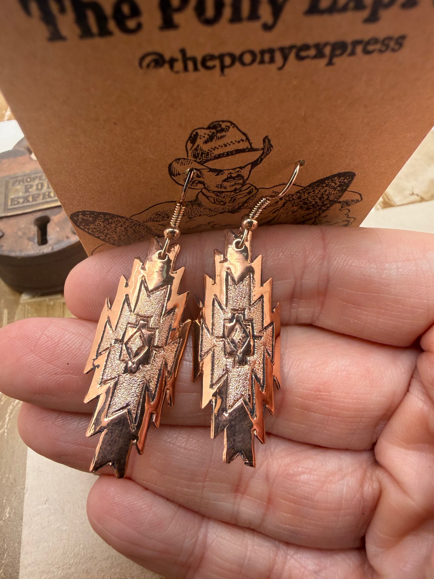 Copper Aztec Earrings