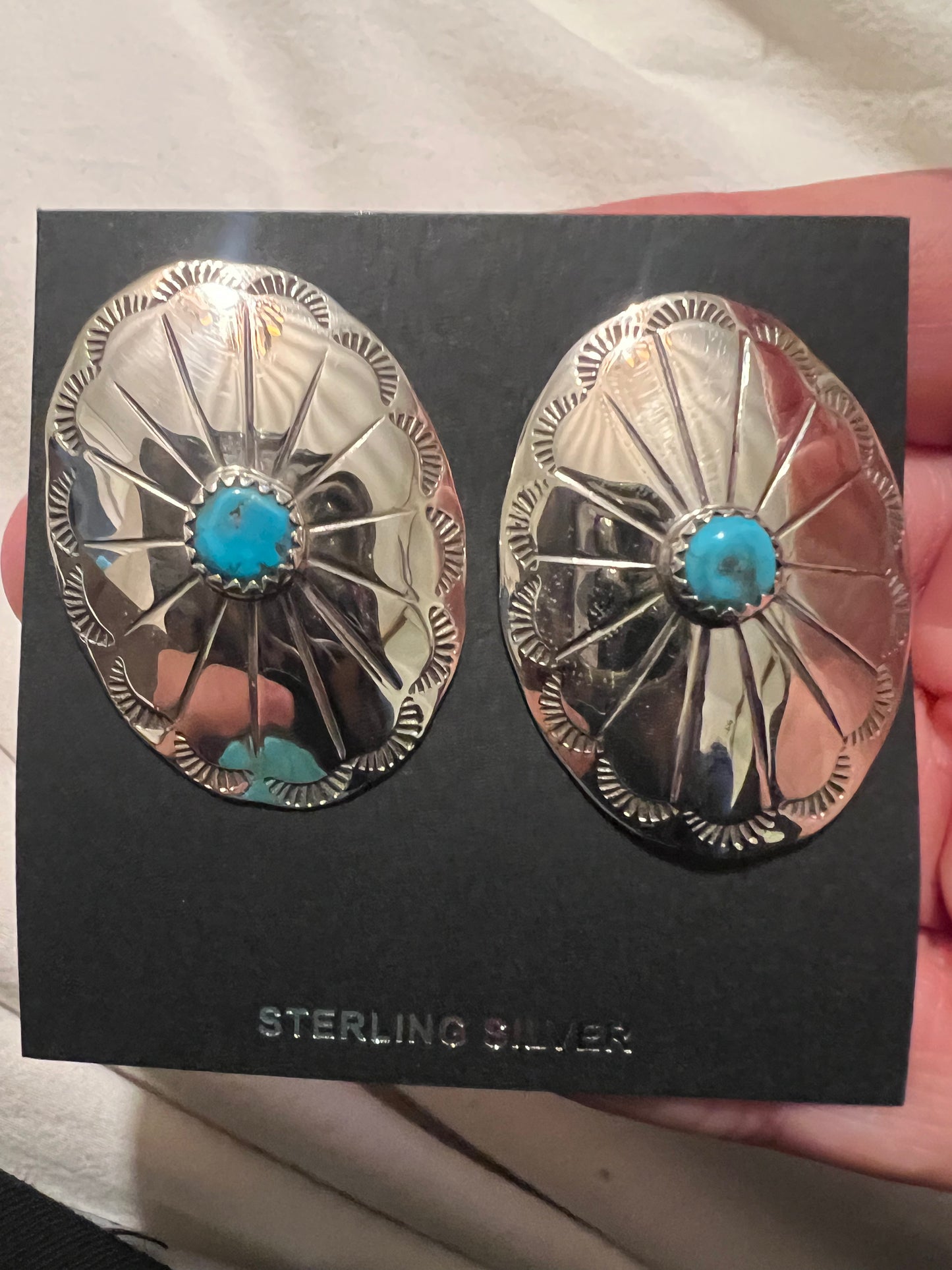 Flower Concho Earrings with Turquoise