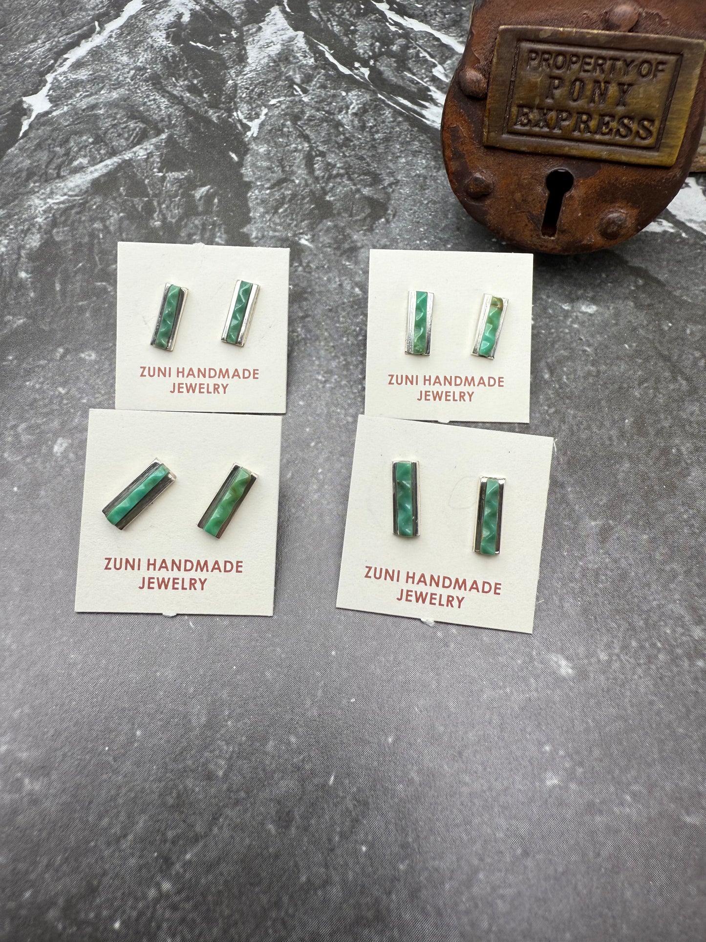Small Turquoise Bar Studs