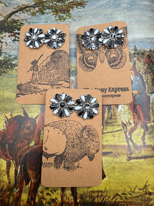 White Buffalo Cluster Stud Earrings