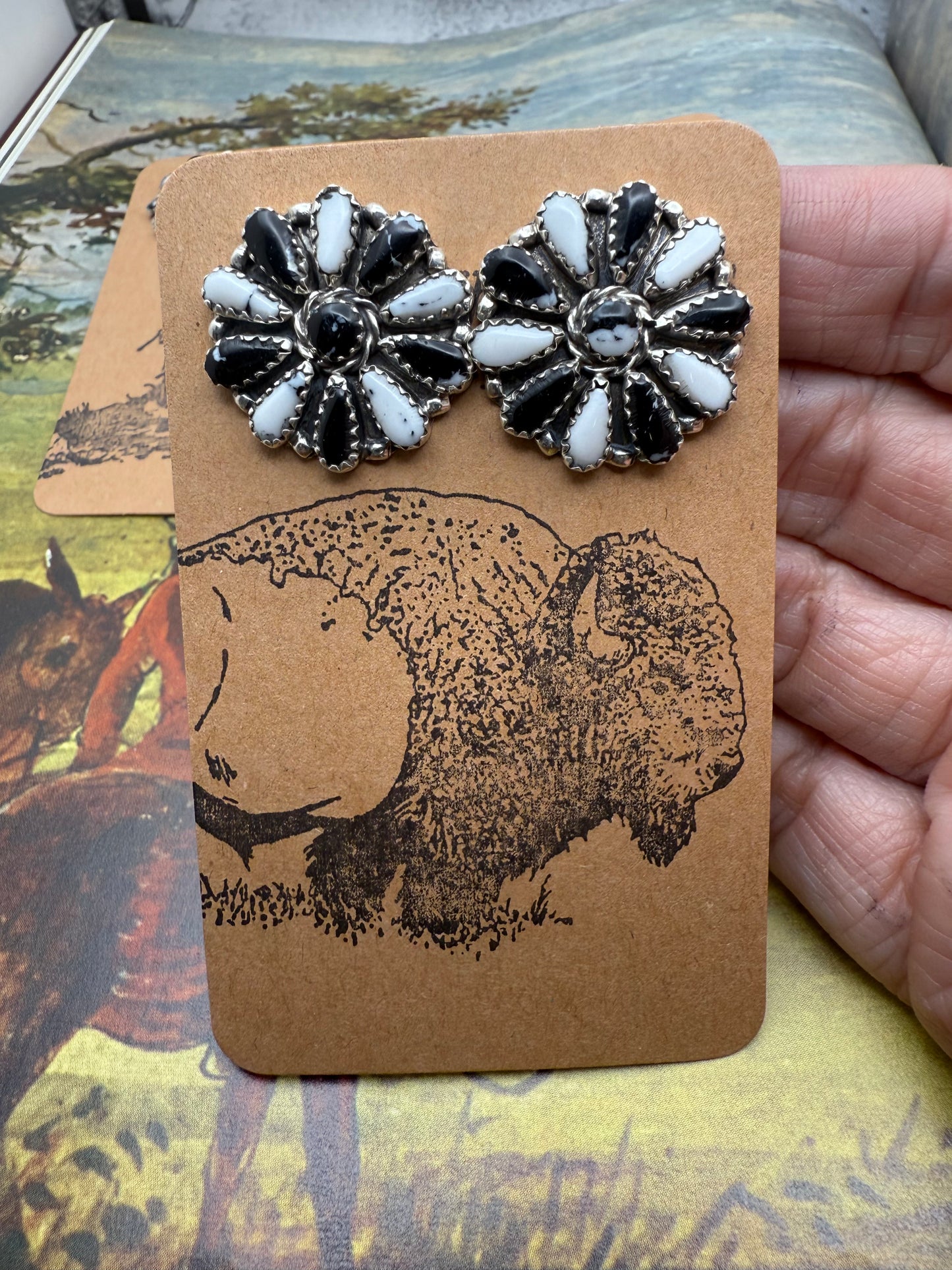 White Buffalo Cluster Stud Earrings