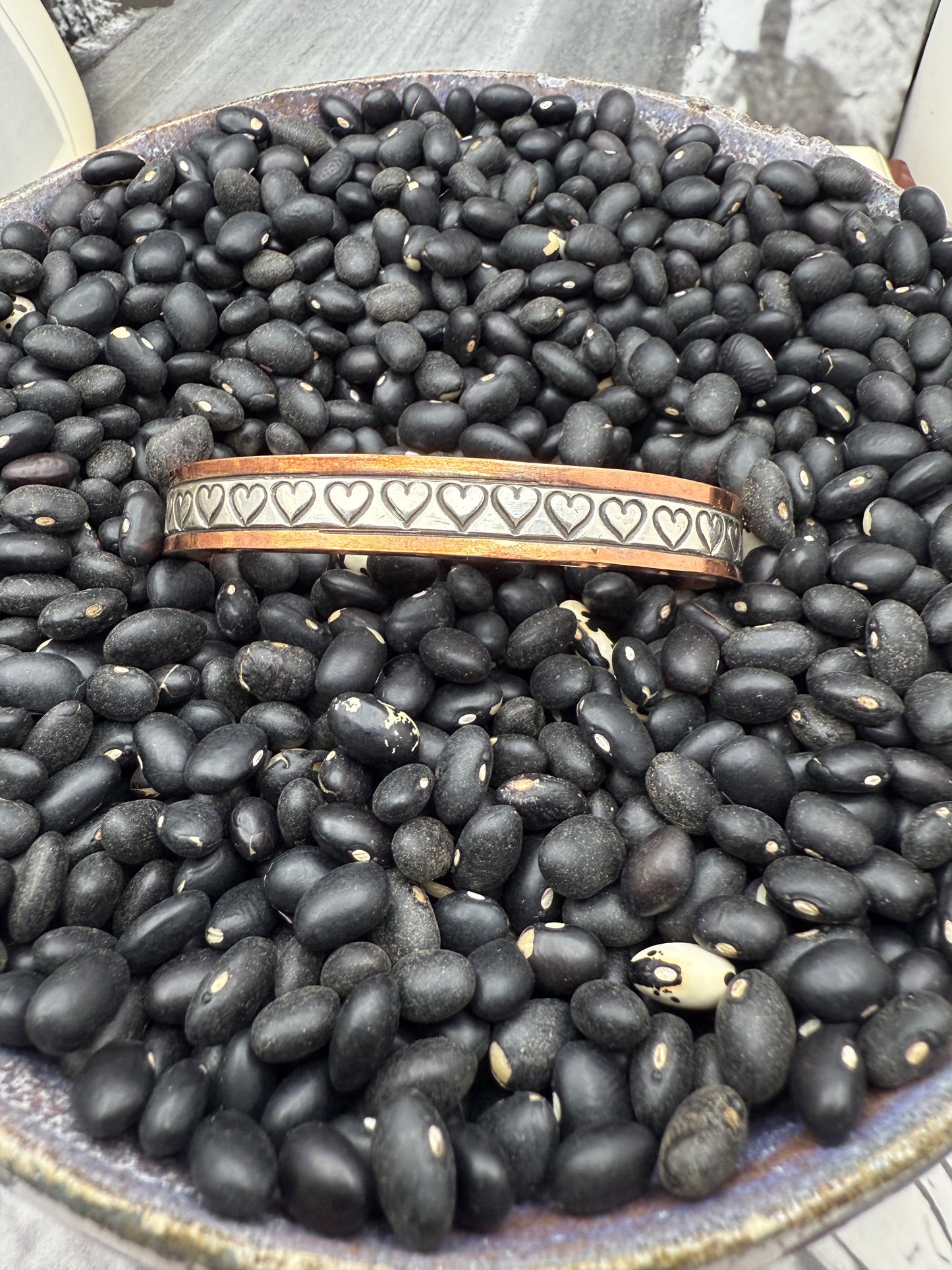 Copper Heavy Gauge Cuff with Sterling silver channel