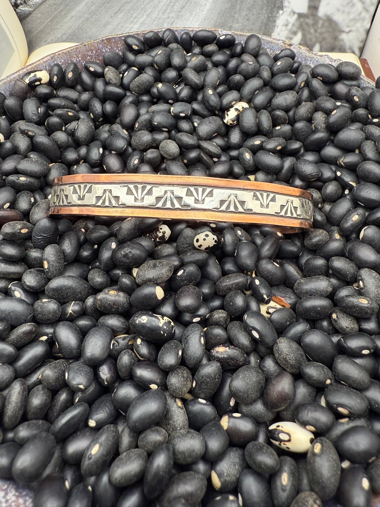 Copper Heavy Gauge Cuff with Sterling silver channel