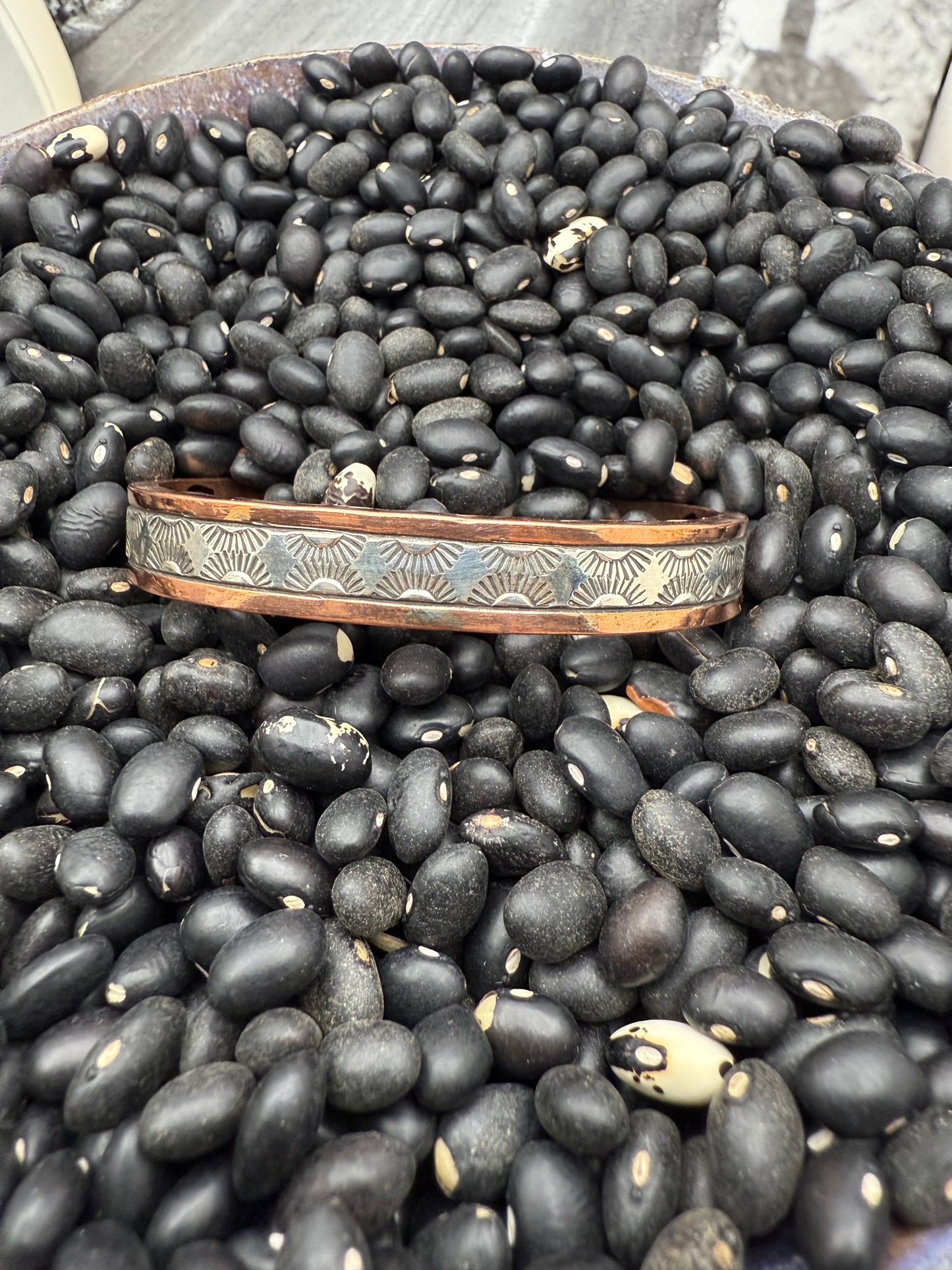 Copper Heavy Gauge Cuff with Sterling silver channel