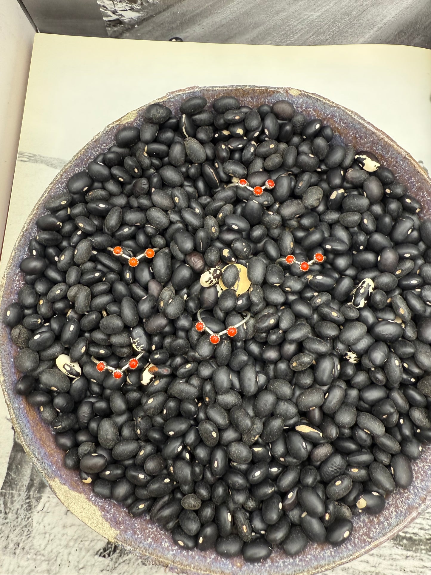 Coral 3 Stone Dainty Ring