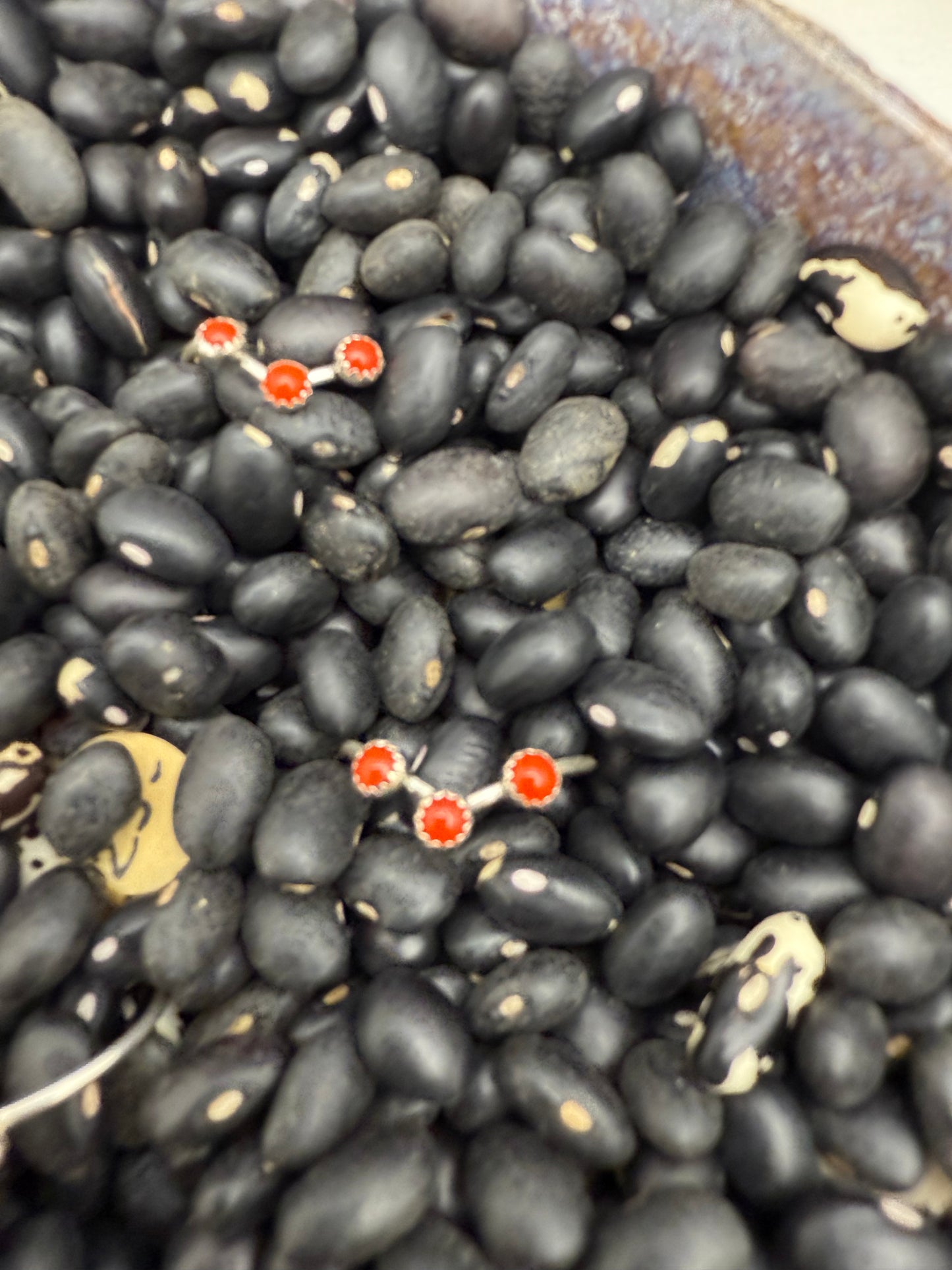 Coral 3 Stone Dainty Ring