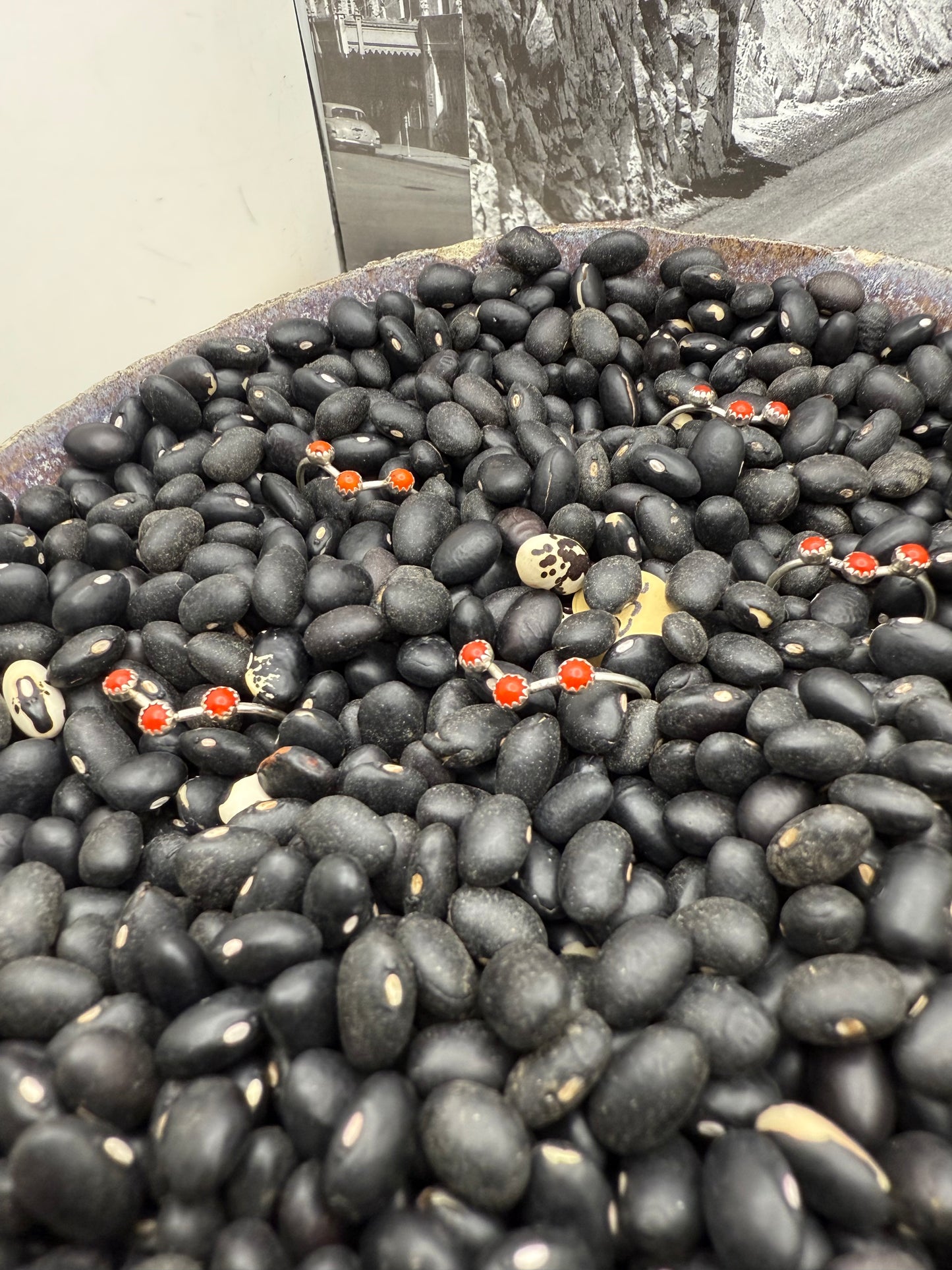 Coral 3 Stone Dainty Ring