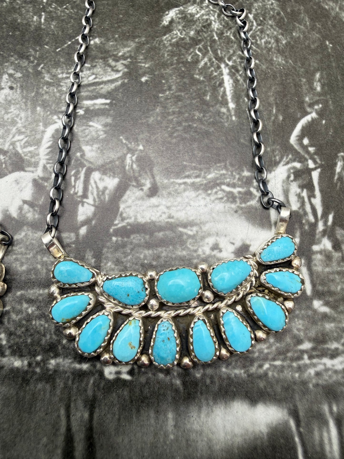 Turquoise Half Cluster Necklace