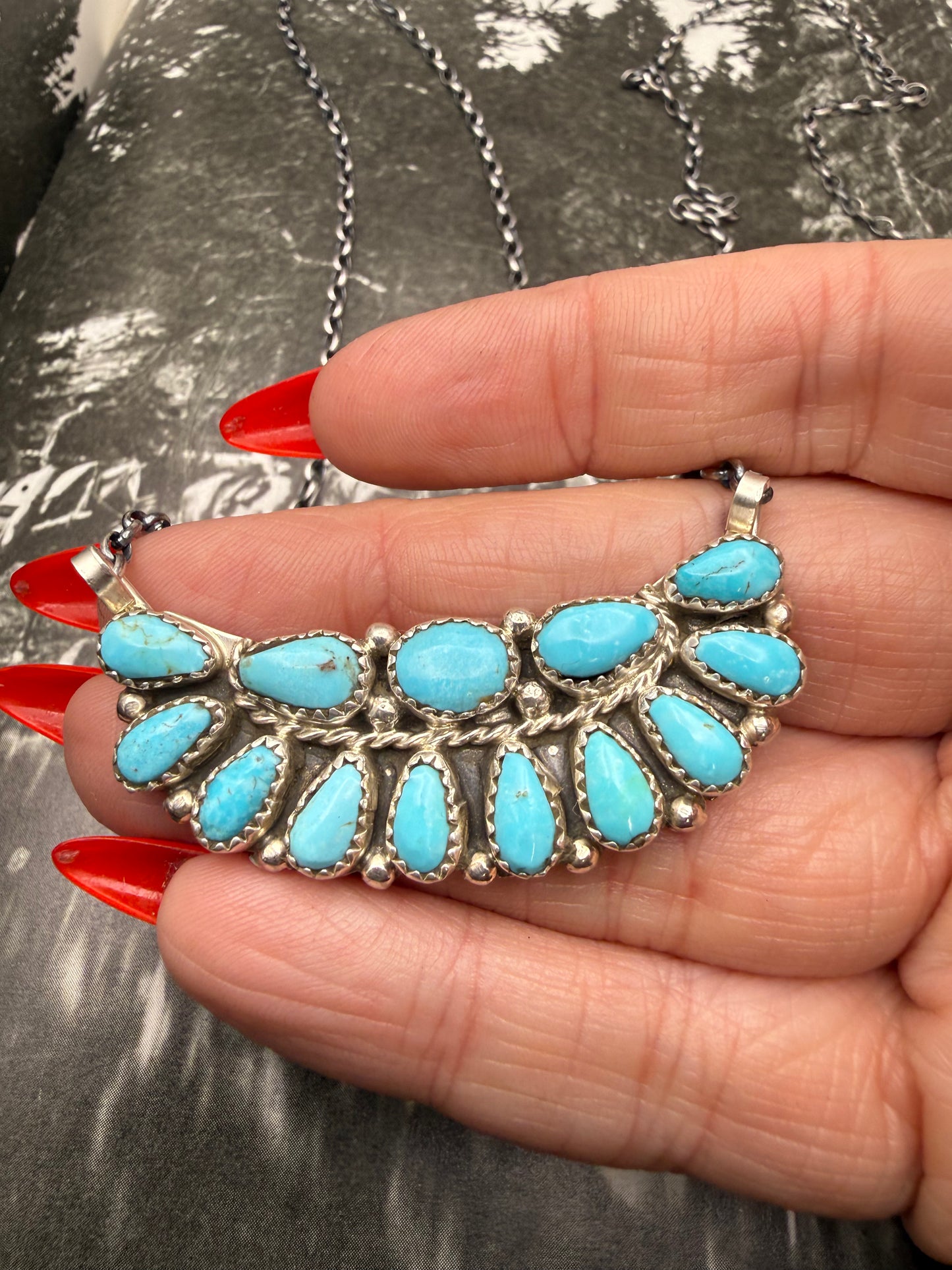 Turquoise Half Cluster Necklace