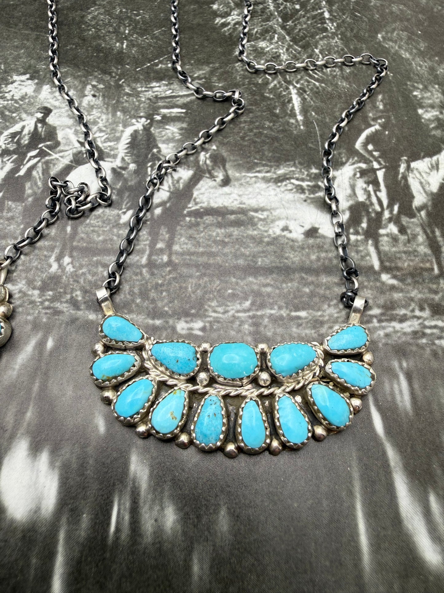 Turquoise Half Cluster Necklace