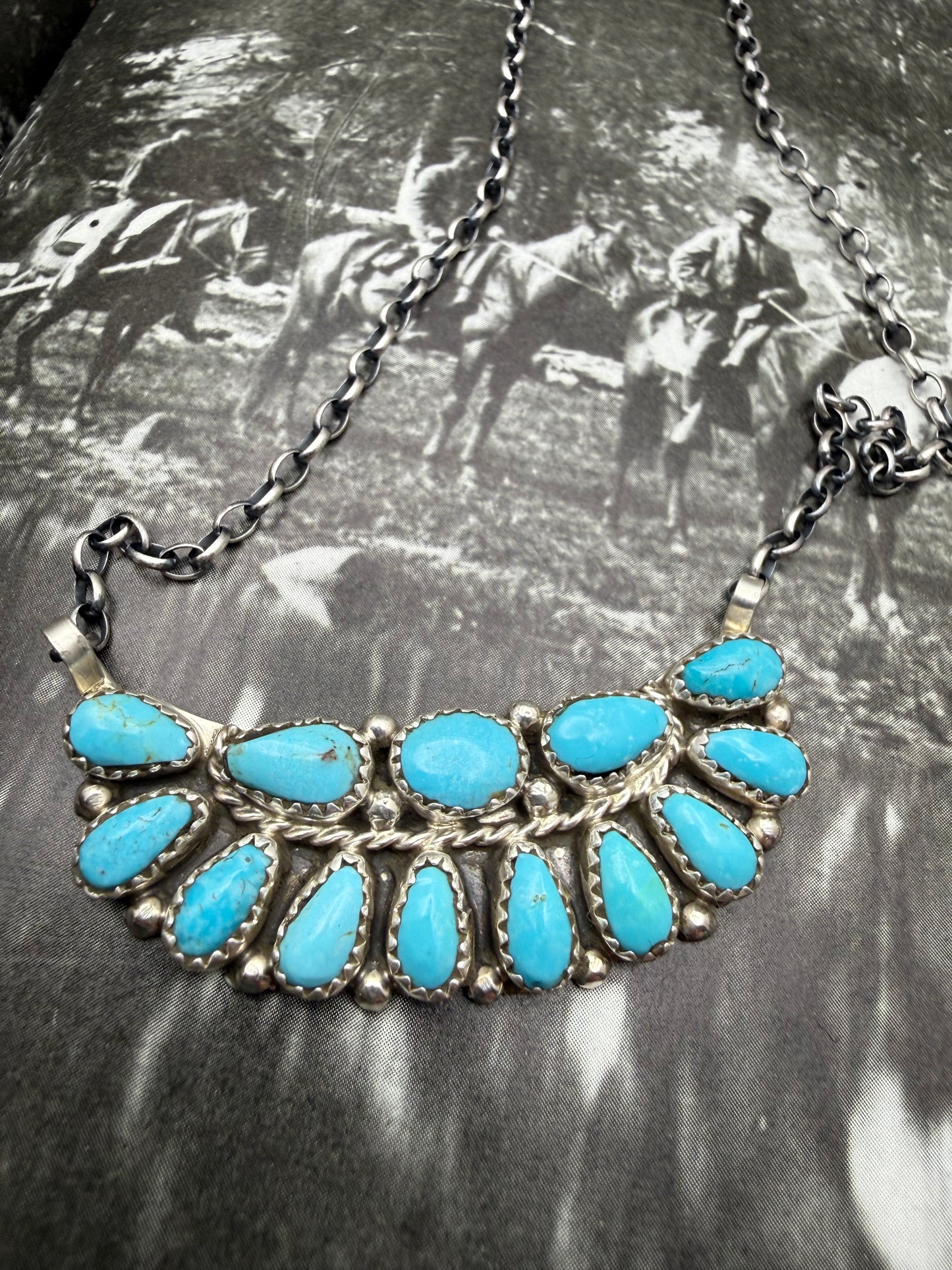 Turquoise Half Cluster Necklace
