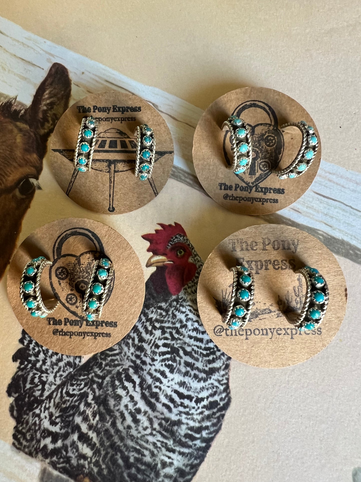 Navajo Turquoise Hoops