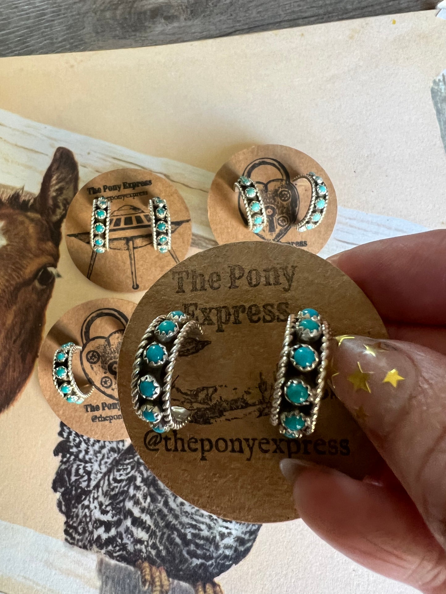 Navajo Turquoise Hoops