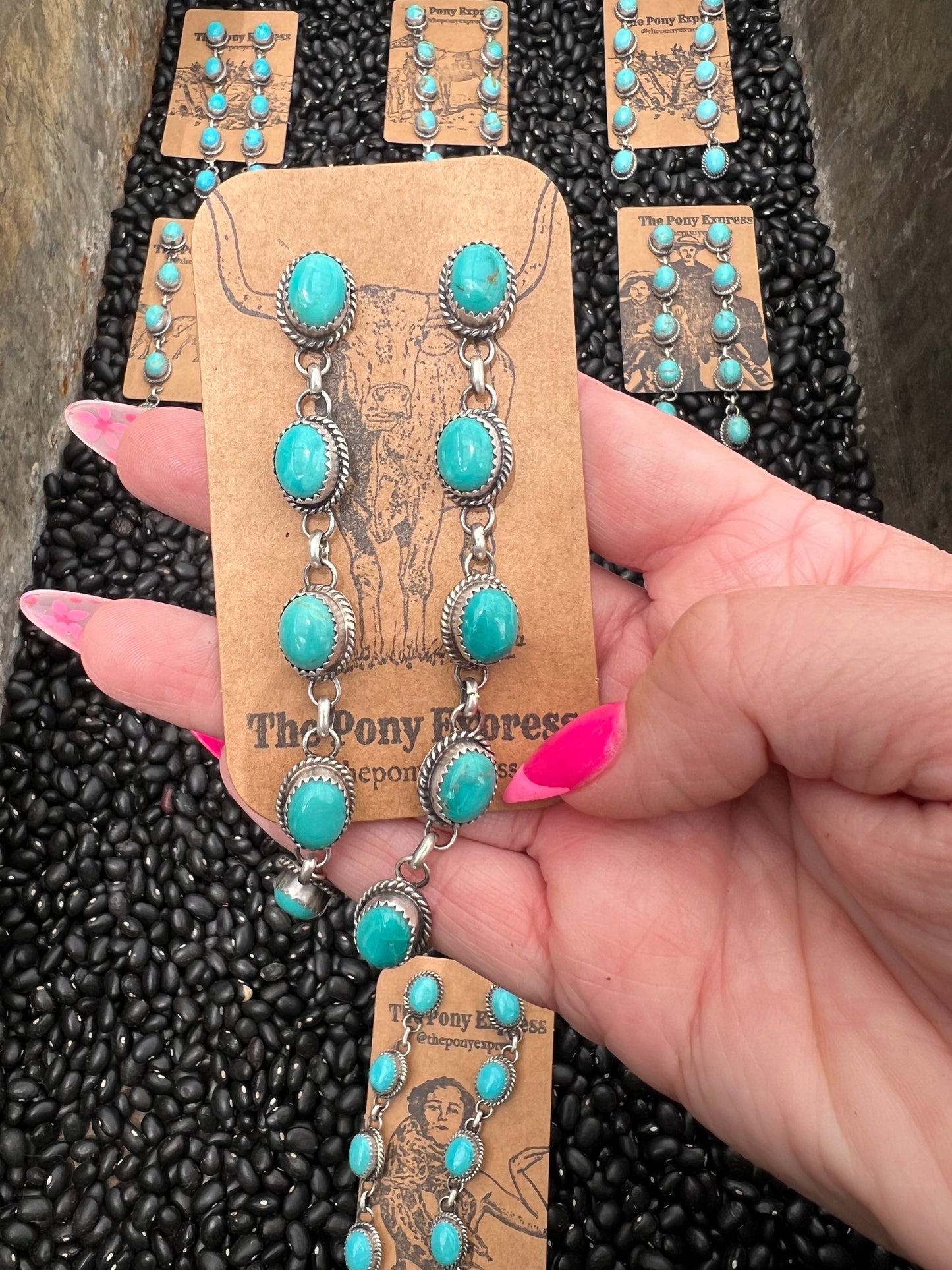 The Derby Long Turquoise Earrings