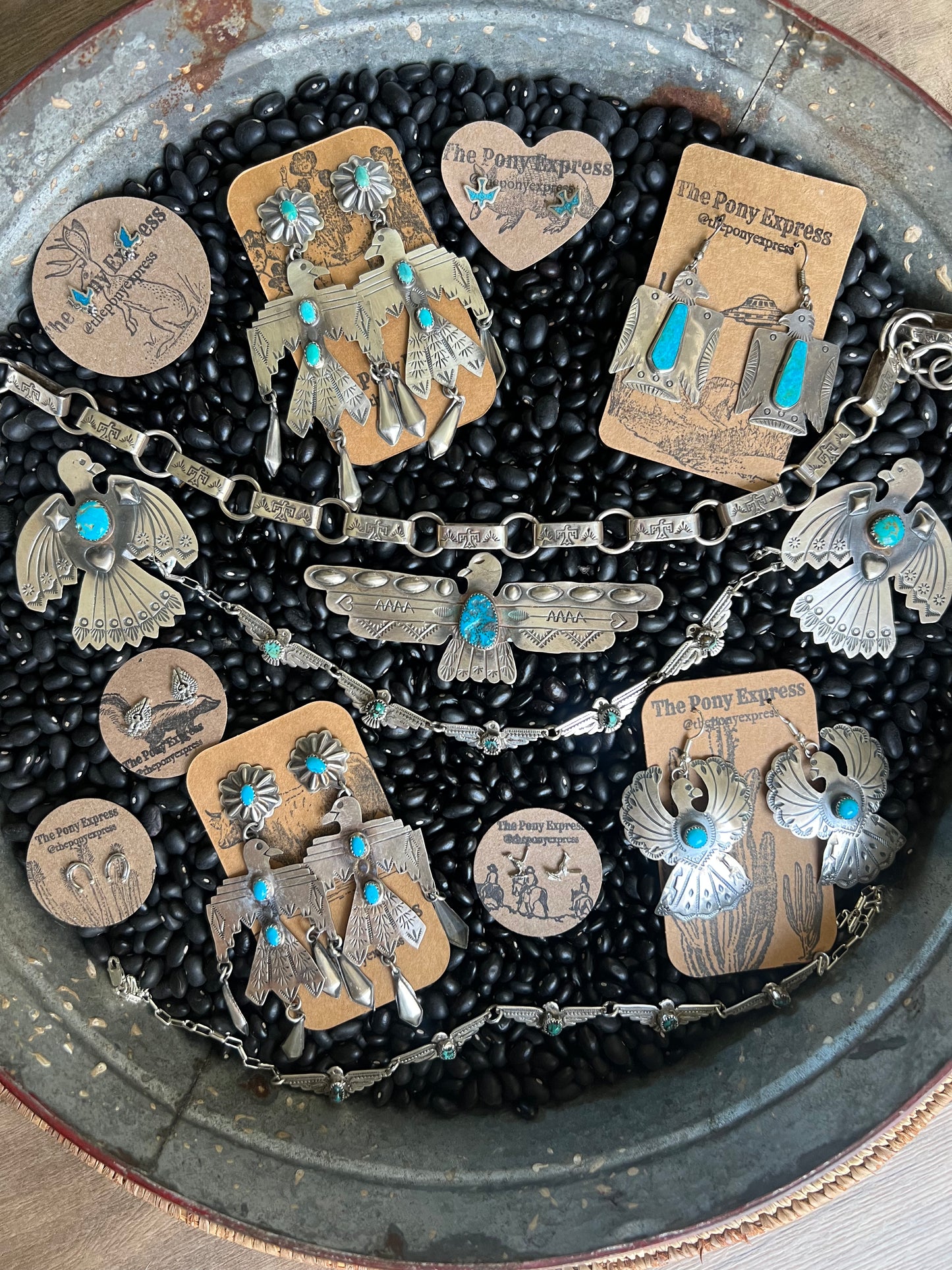 Thunderbird Pendant with natural turquoise nuggets