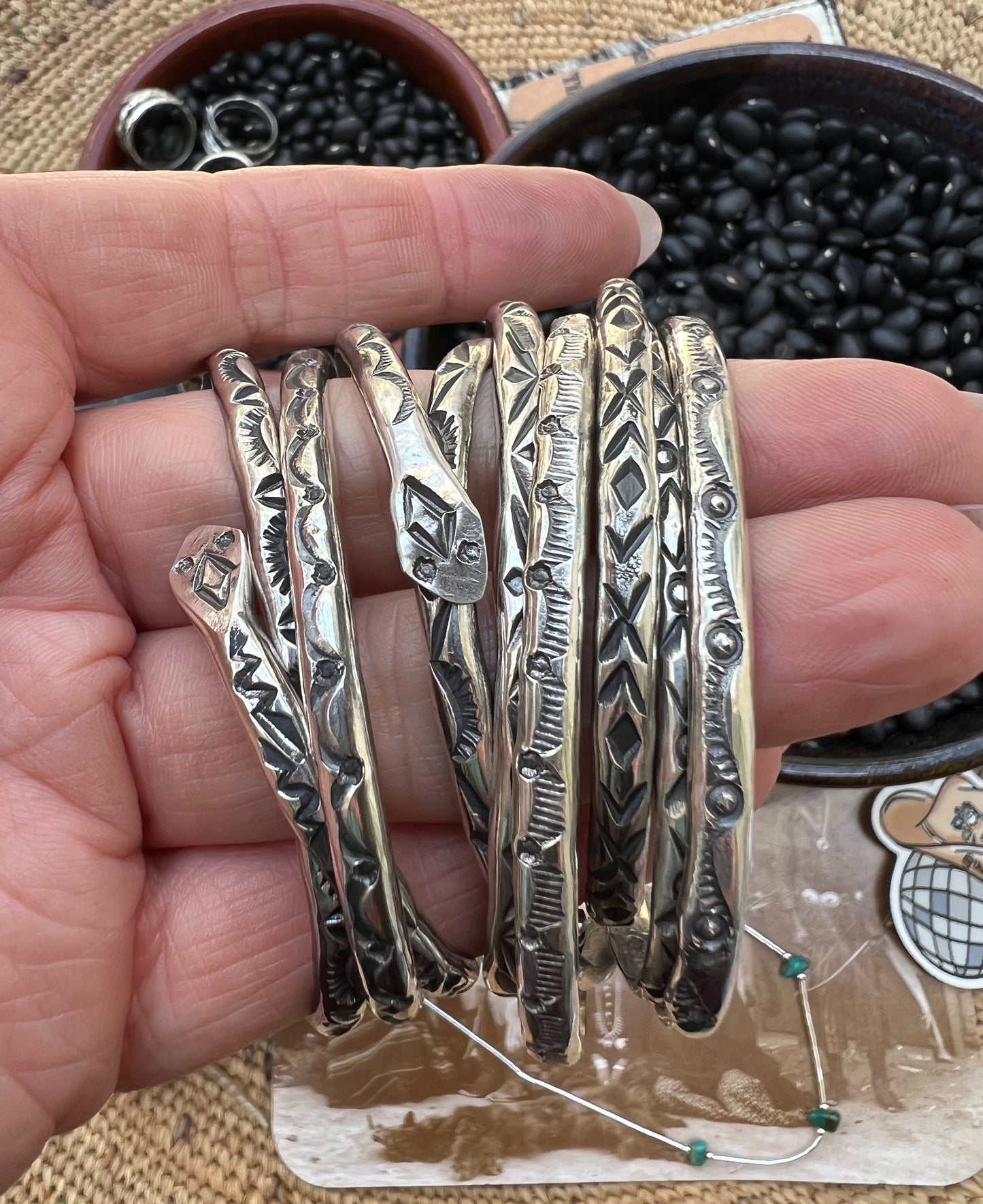 Stamped Snake Stacker Cuff