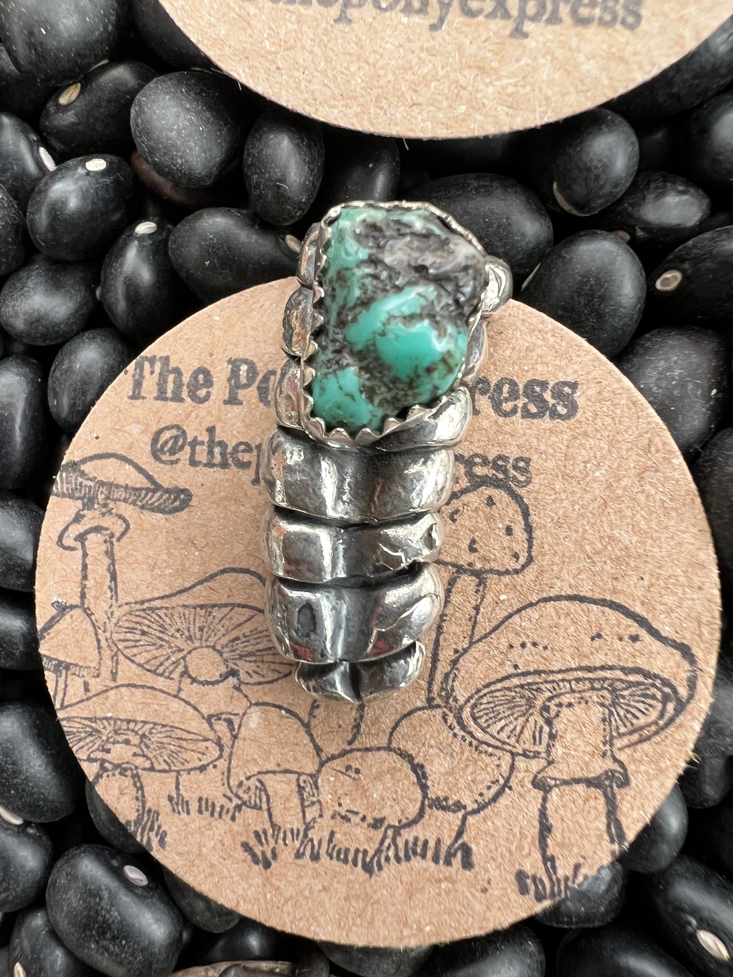 Solid Cast Rattle Pendant With Turquoise Nugget