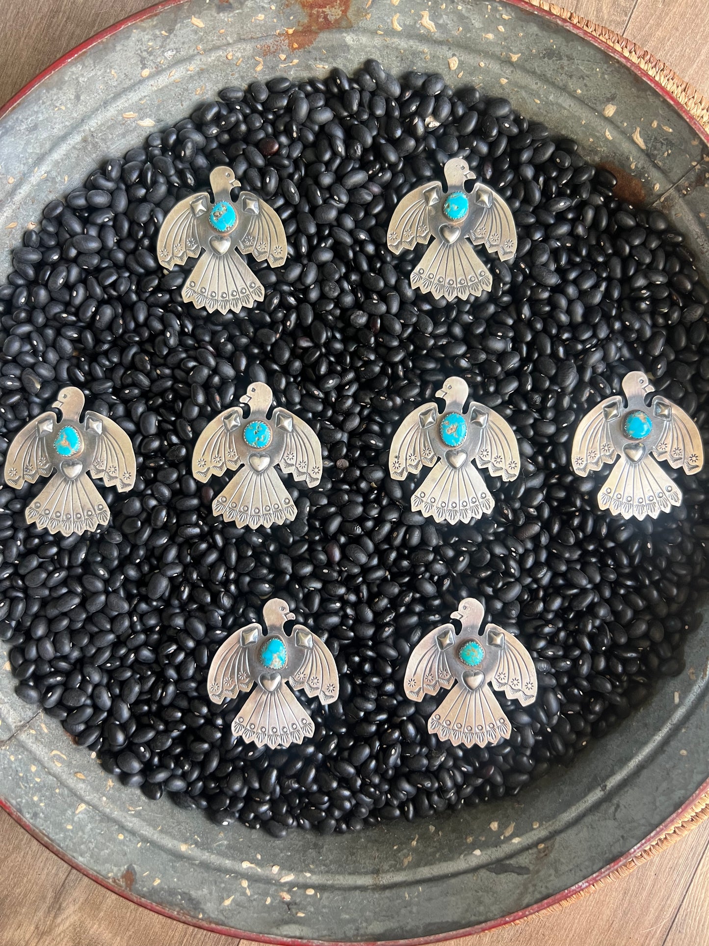 Thunderbird Pendant with natural turquoise nuggets