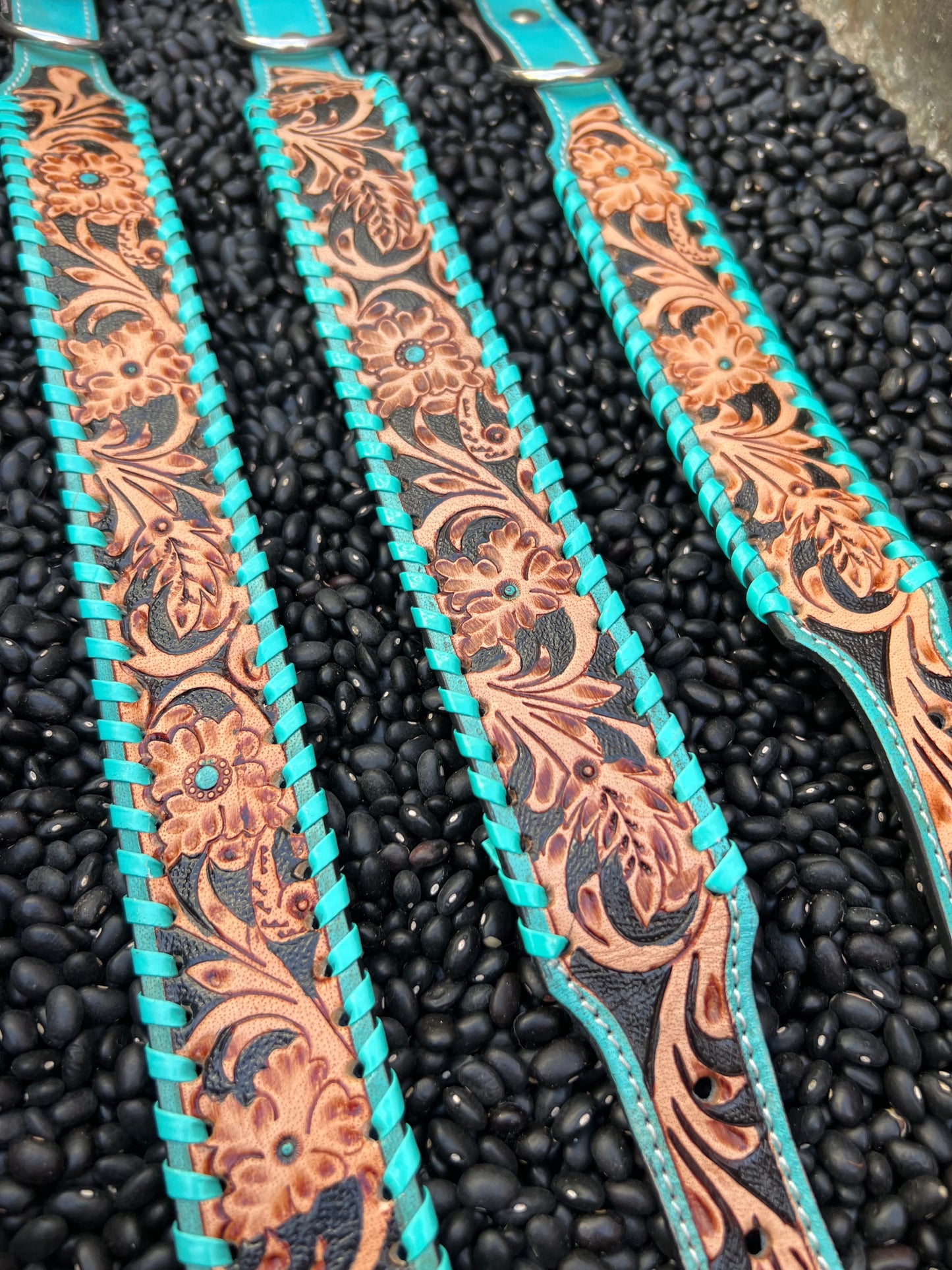 Leather Tooled Dog Collars