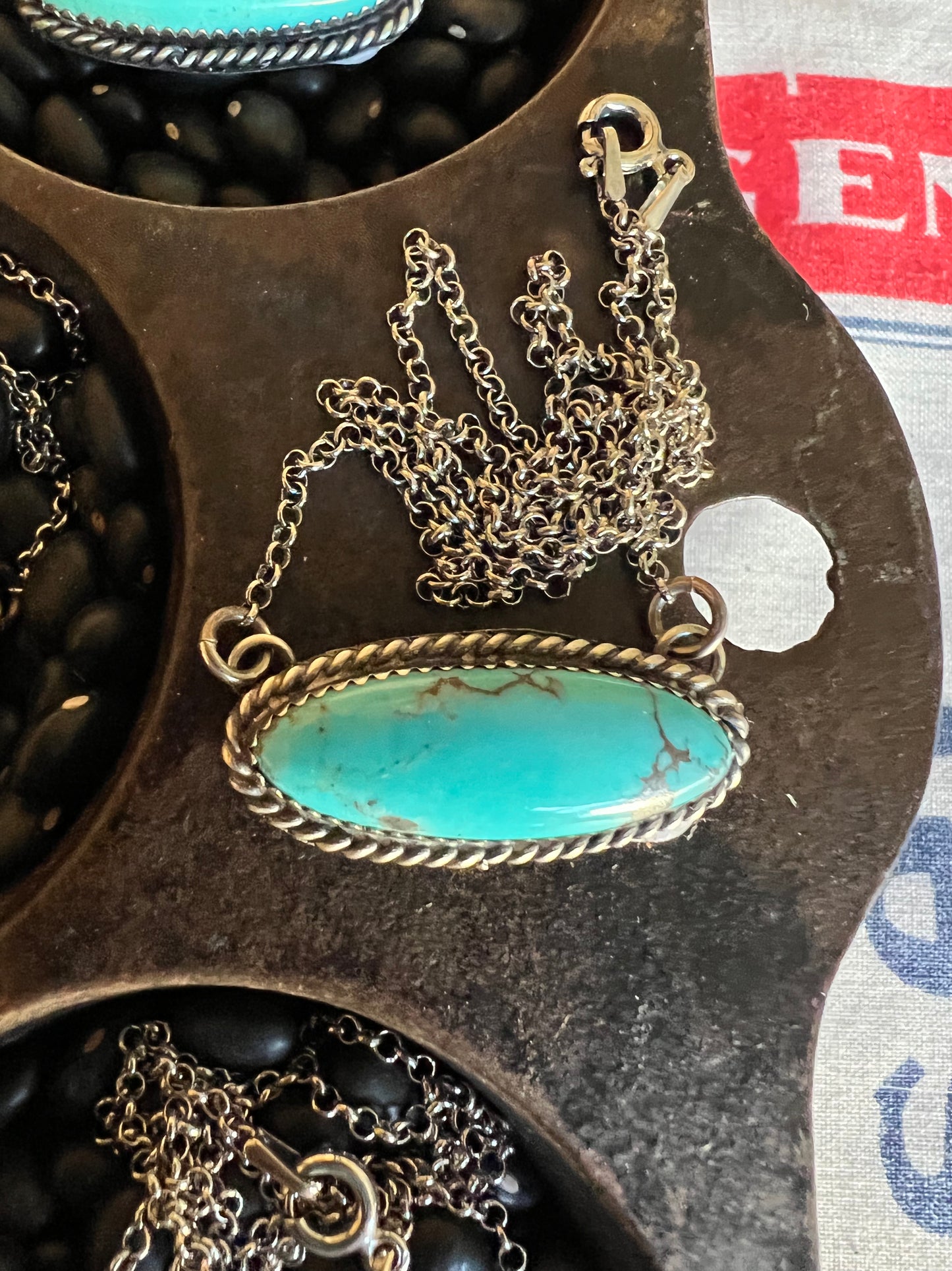 Kingman Oblong Turquoise Bar Necklace