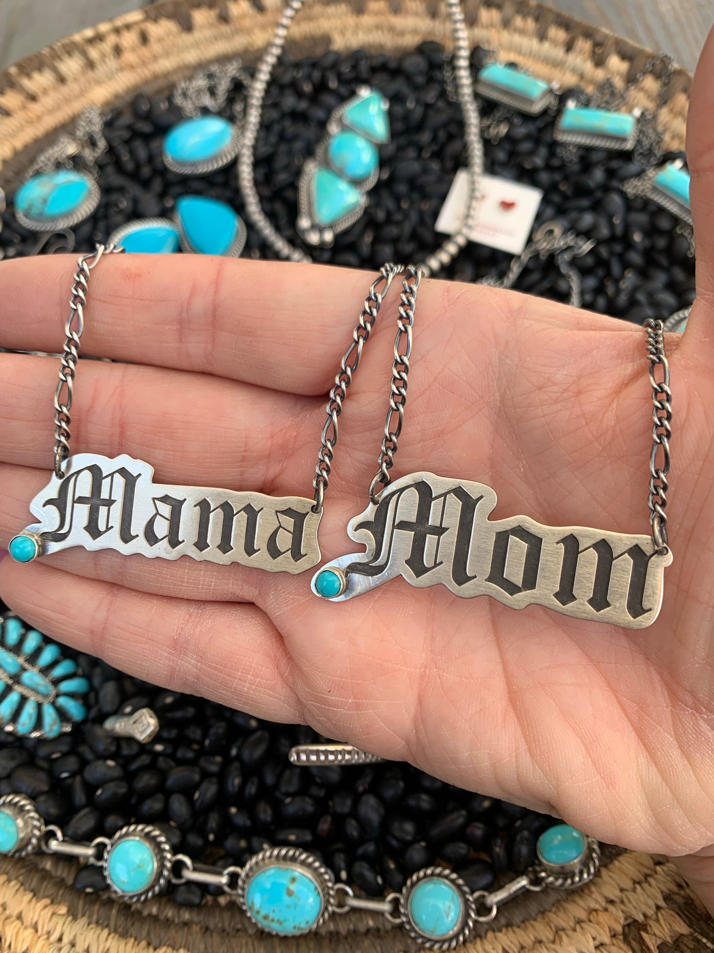 Mom Necklace Nameplate 18” sterling silver