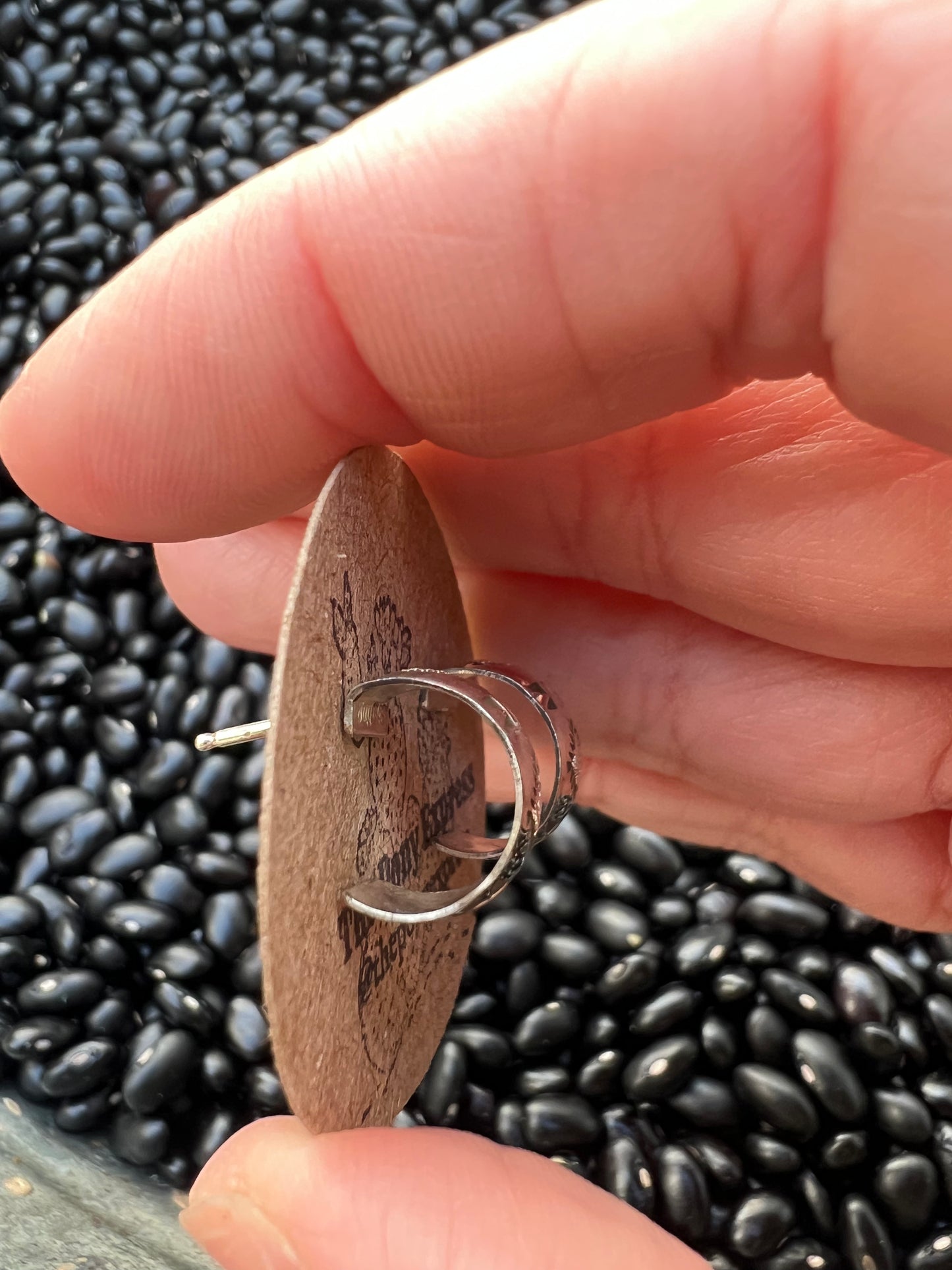 Hand Stamped Mini Hoops