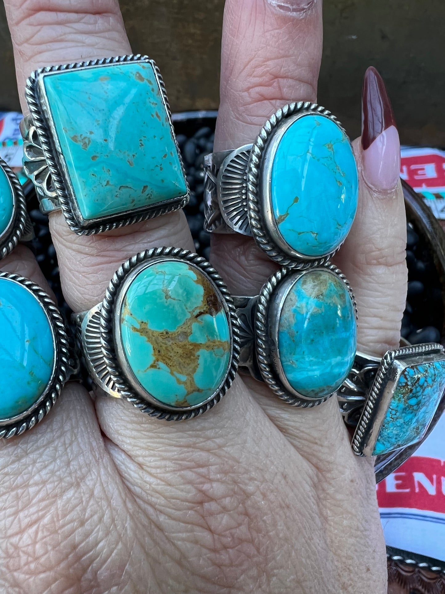 Hand Stamped Turquoise Band Ring
