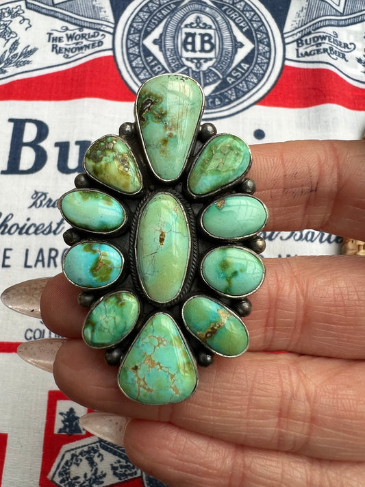 Large Sonoran Turquoise Cluster Ring size 7.5
