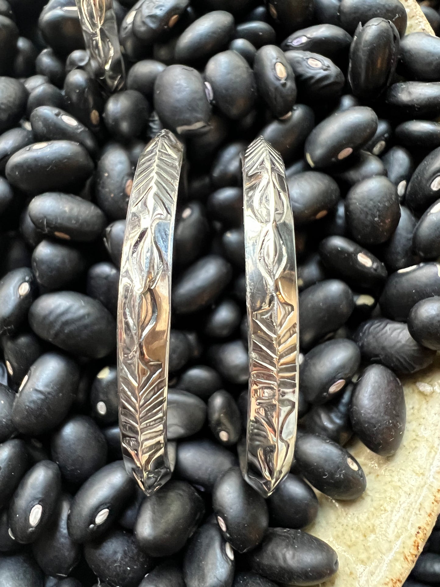 Native American Large Hand stamped Hoops
