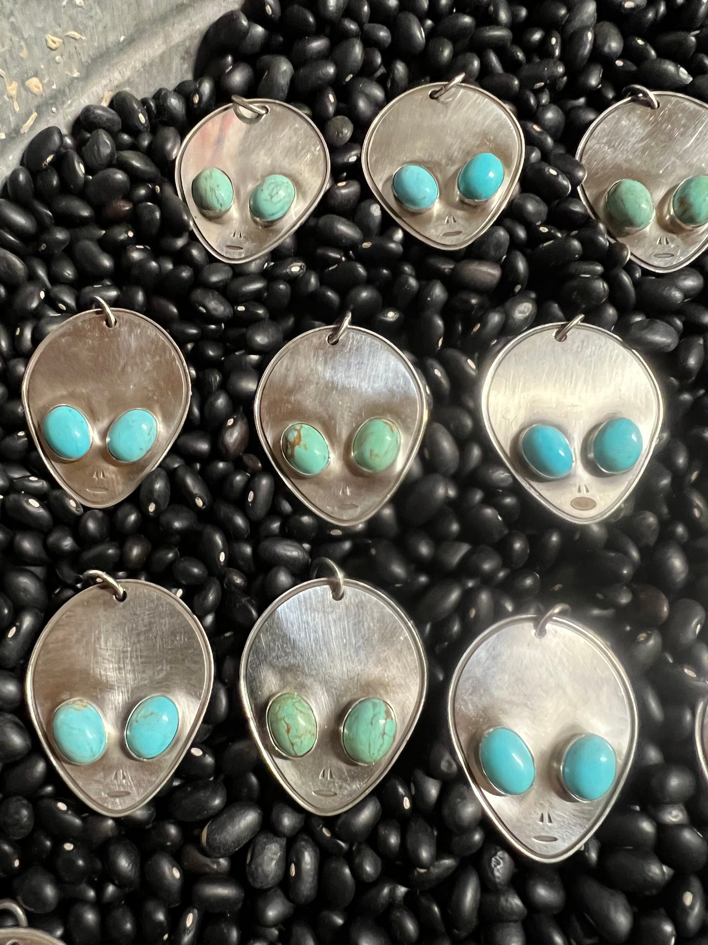 Alien pendant kingman turquoise sterling silver