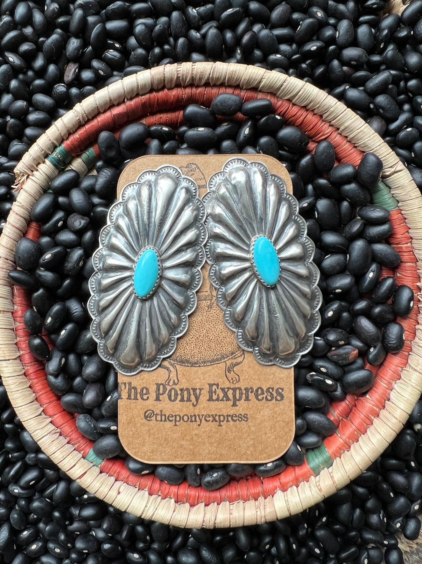 Large Oblong Conchos with Turquoise