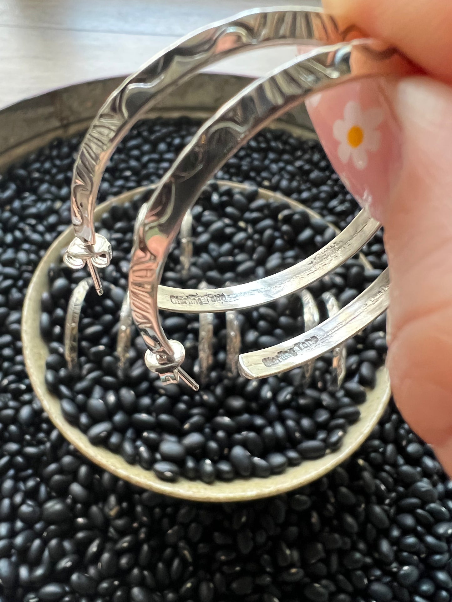 Native American Large Hand stamped Hoops