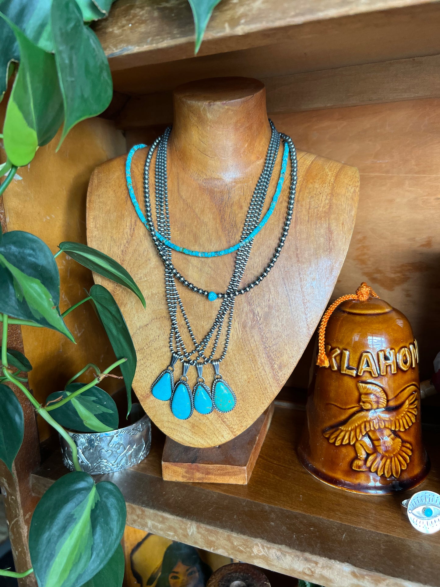 Turquoise Teardrop Pendant on ball chain