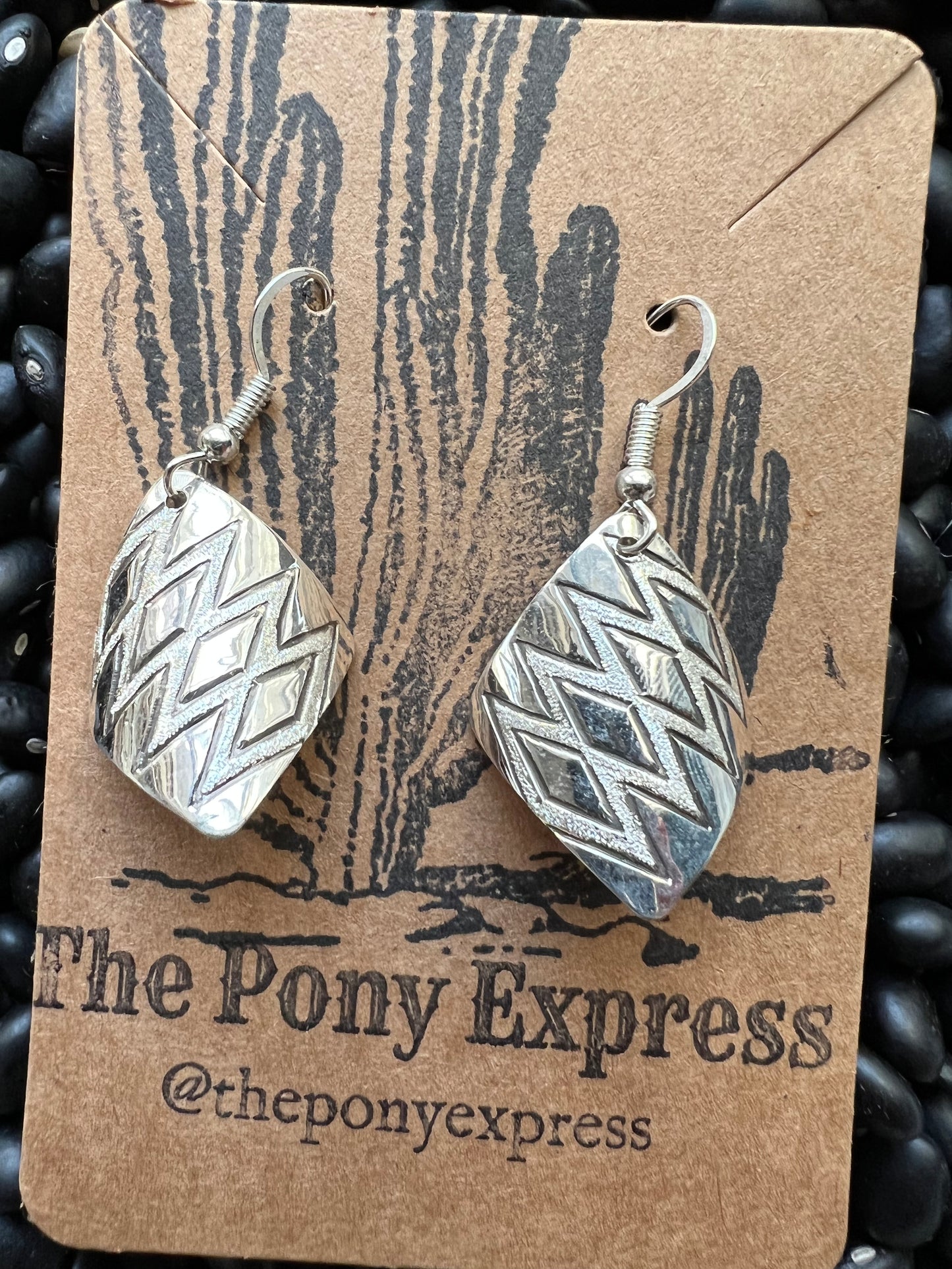 Etched Sterling Ribbon Earrings