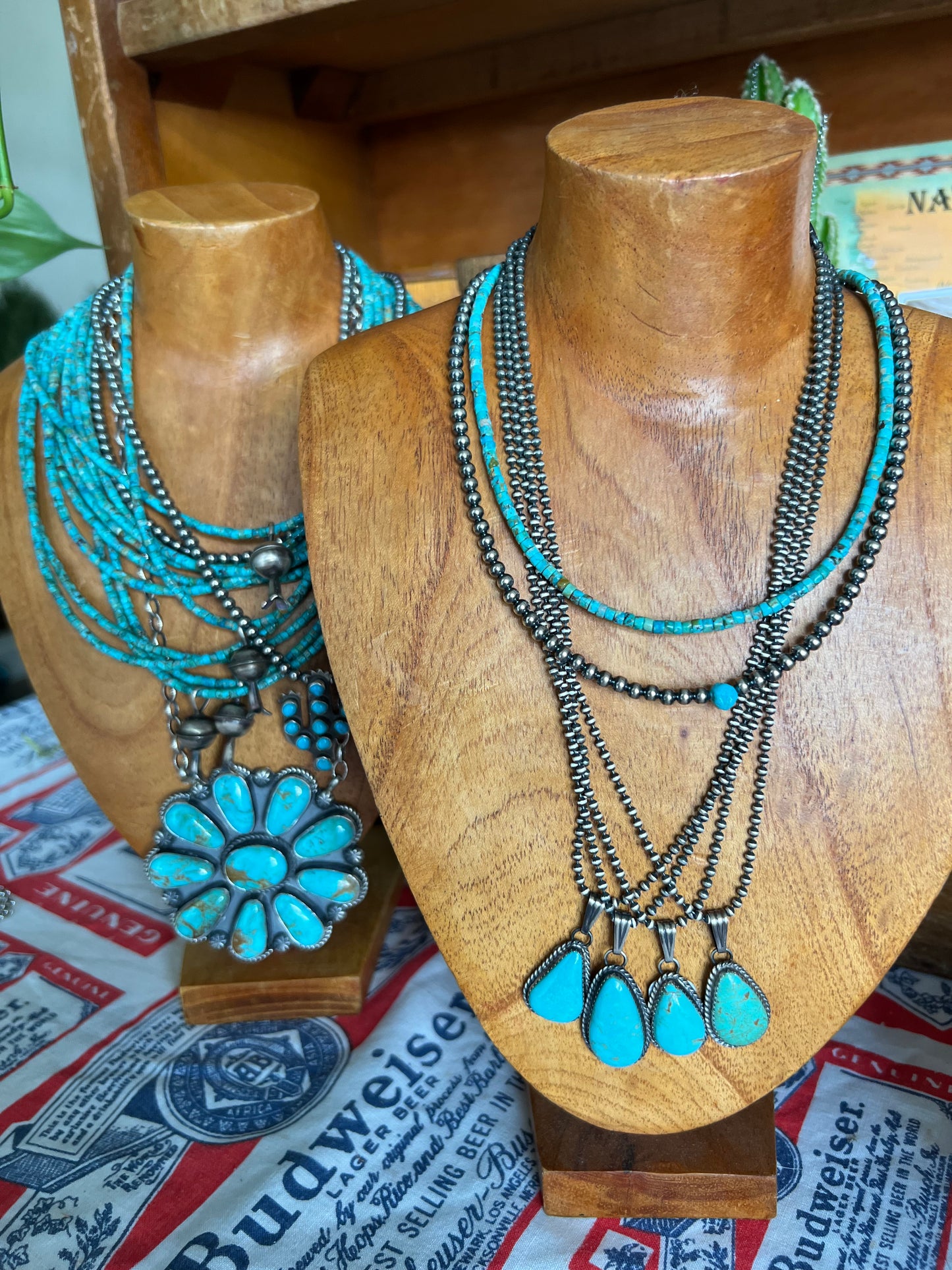 Turquoise Teardrop Pendant on ball chain