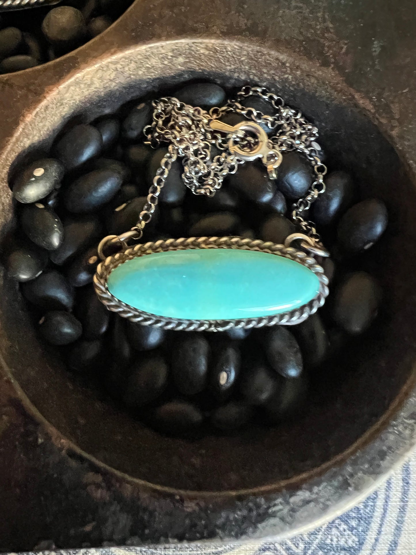 Kingman Oblong Turquoise Bar Necklace